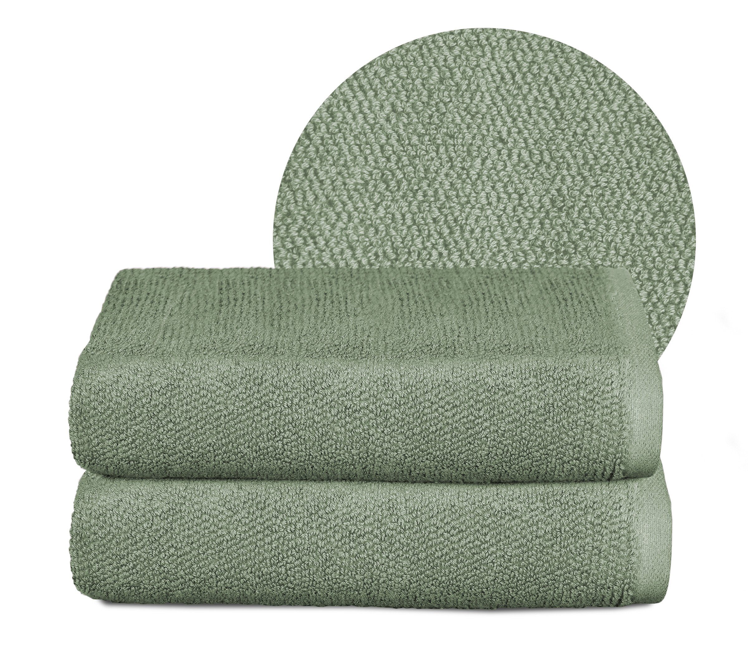 aus Beautex Frottier Set Europe, Set 550g/m) Frottier, Eisberg-grün in Set, 100% Premium Handtuch Handtuch Made (Multischlaufen-Optik, Baumwolle