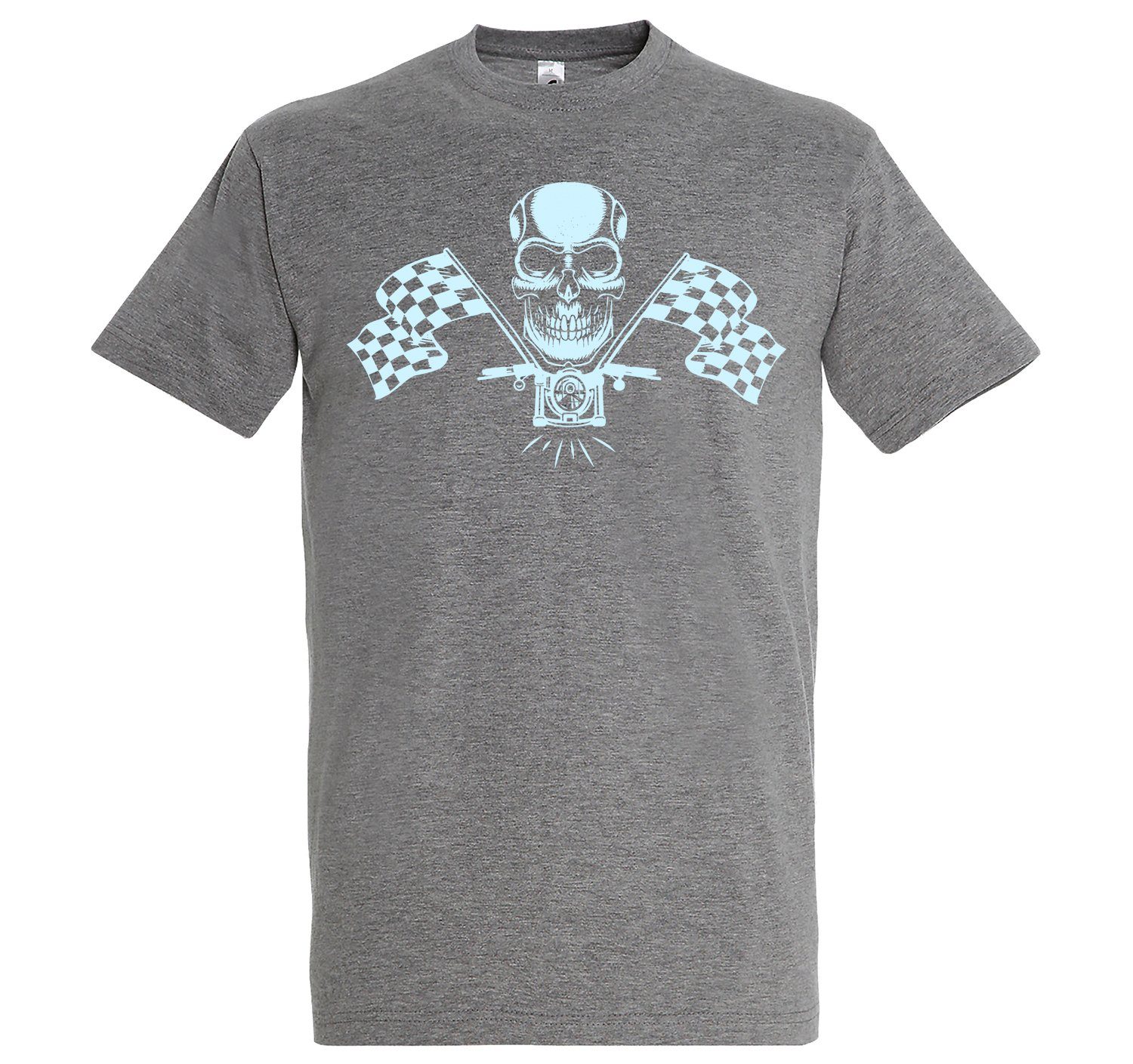 Youth Designz T-Shirt MotorradSkull Herren T-Shirt Grau