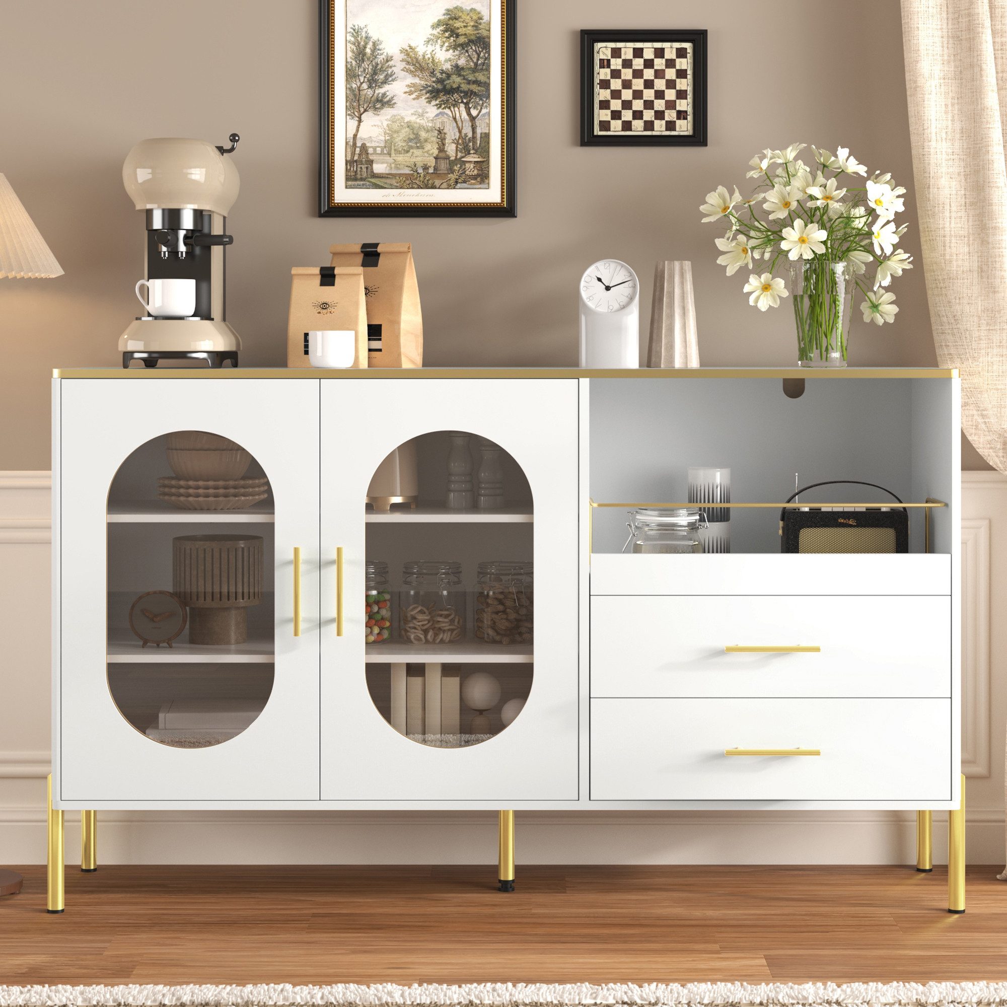 Merax Sideboard mit Kabelmanagement und Stauraum (Buffetschrank Anrichte, 1 günstig online kaufen