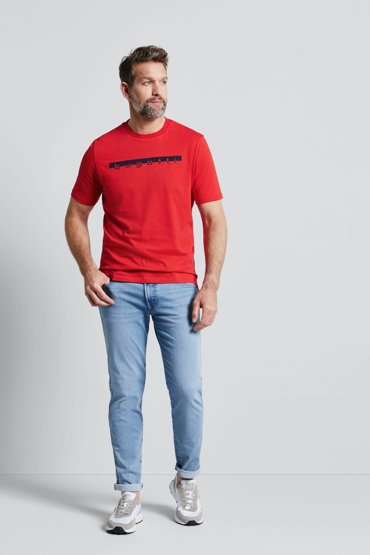 T-Shirt mit Logo-Print bugatti großem rot