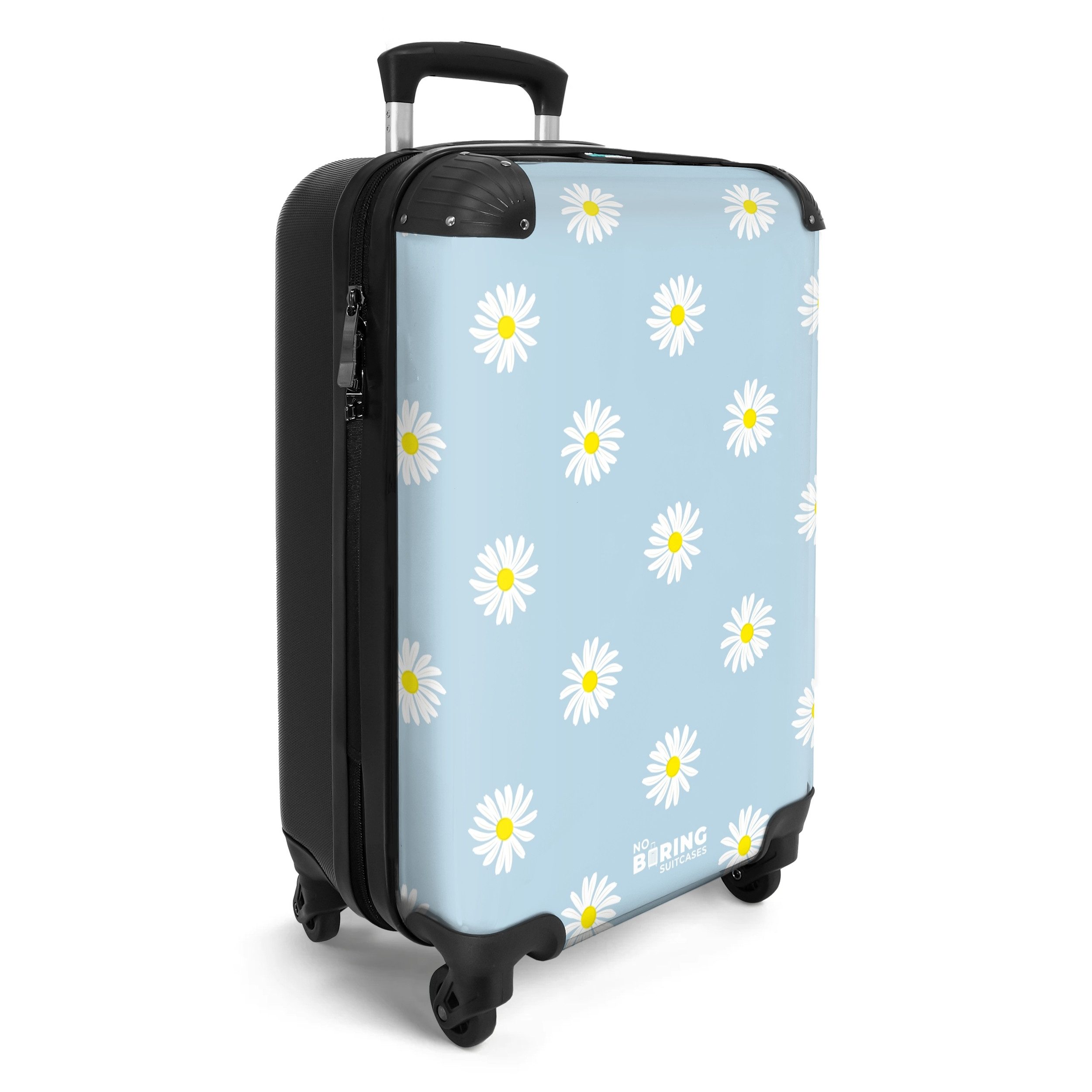 NoBoringSuitcases.com© Hartschalen-Trolley Pastellblau mit Gänseblümchen 55 günstig online kaufen