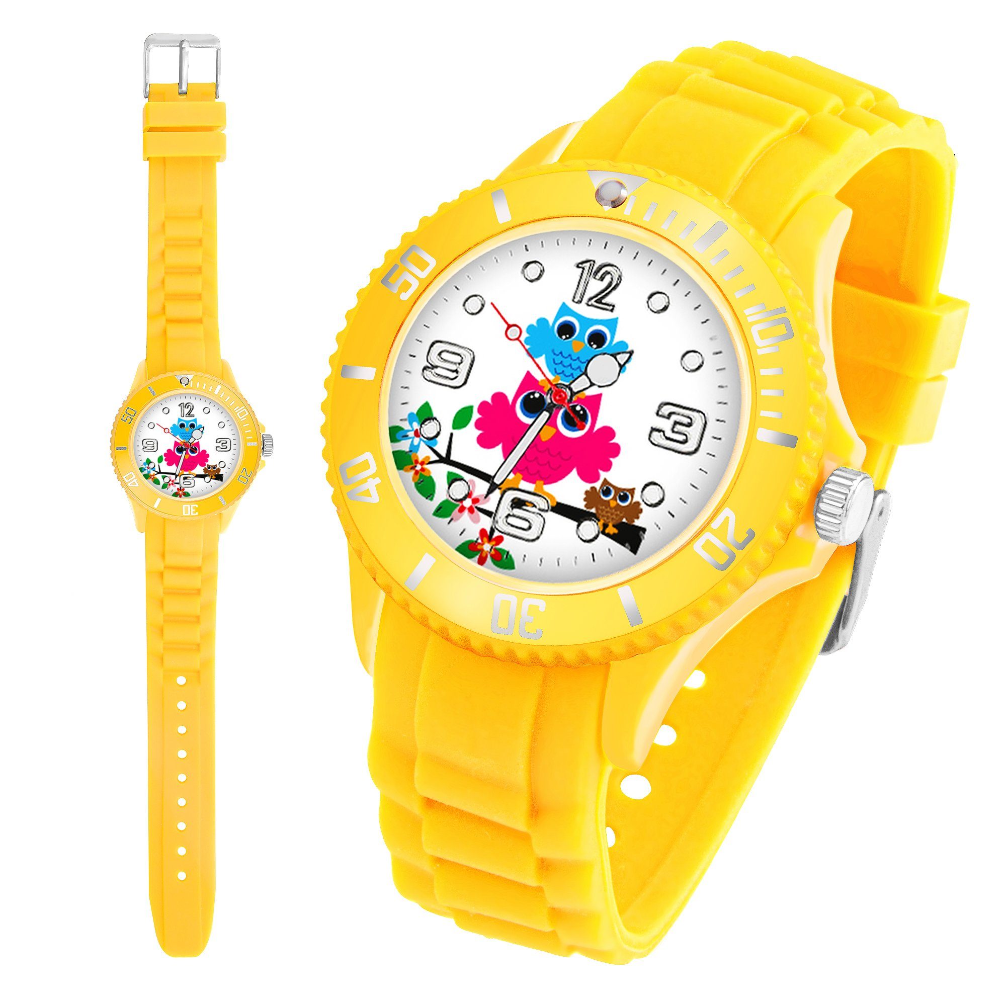 Taffstyle Quarzuhr Kinder Armbanduhr Silikon Eulen Analog Uhr Bunt, Mädchen Sportuhr Bunte Kinderuhr Farbige Lernuhr Eule Silikonuhr Süß – Bild 4 von 5