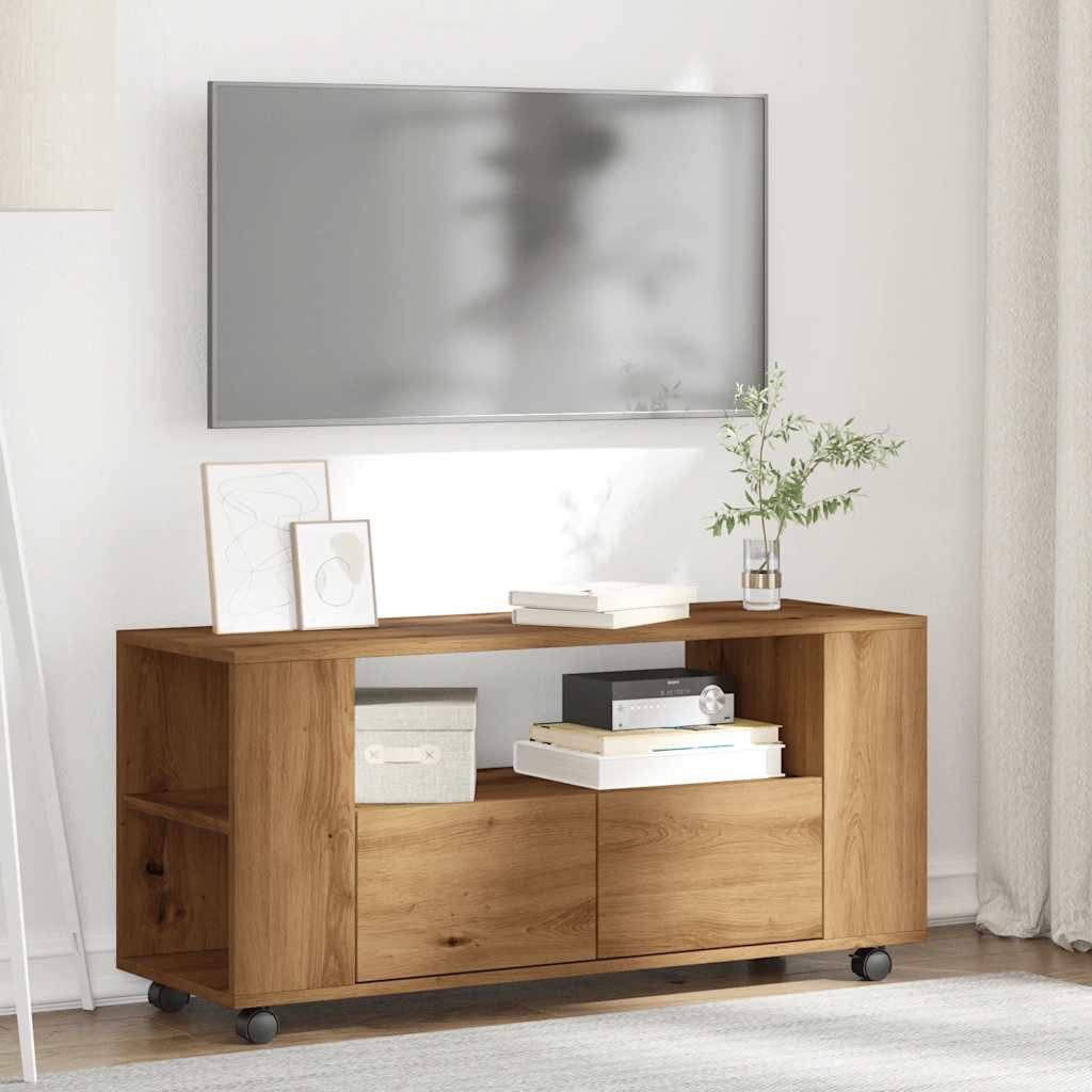 vidaXL TV-Schrank TV-Schrank mit Rollen Artisan-Eiche 102x34,5x43cm Holzwerkstoff (1-St)