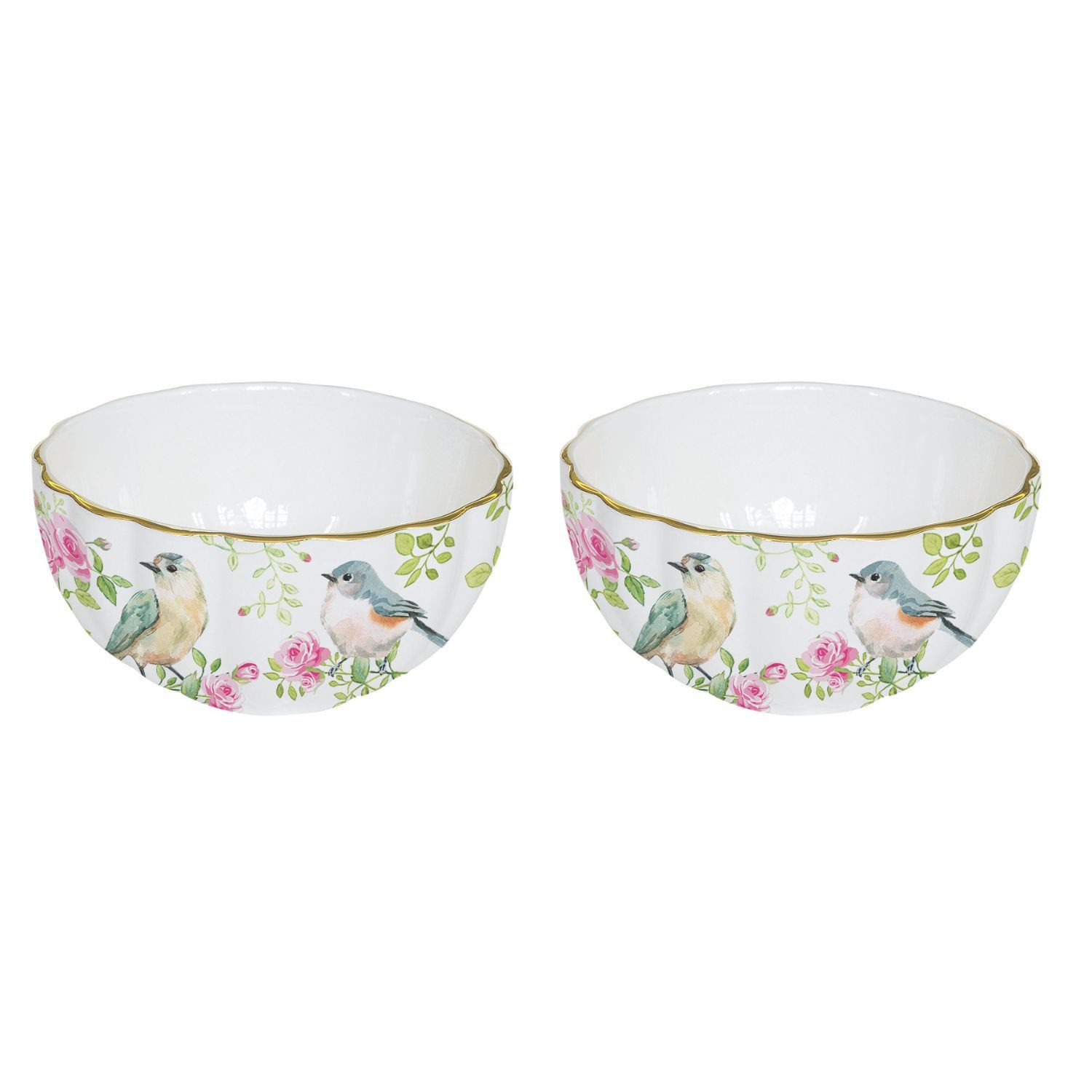 EasyLife Dessertschale Spring Folk, Porzellan, in Geschenkbox, Weiß, Rosenranken, H: 6cm