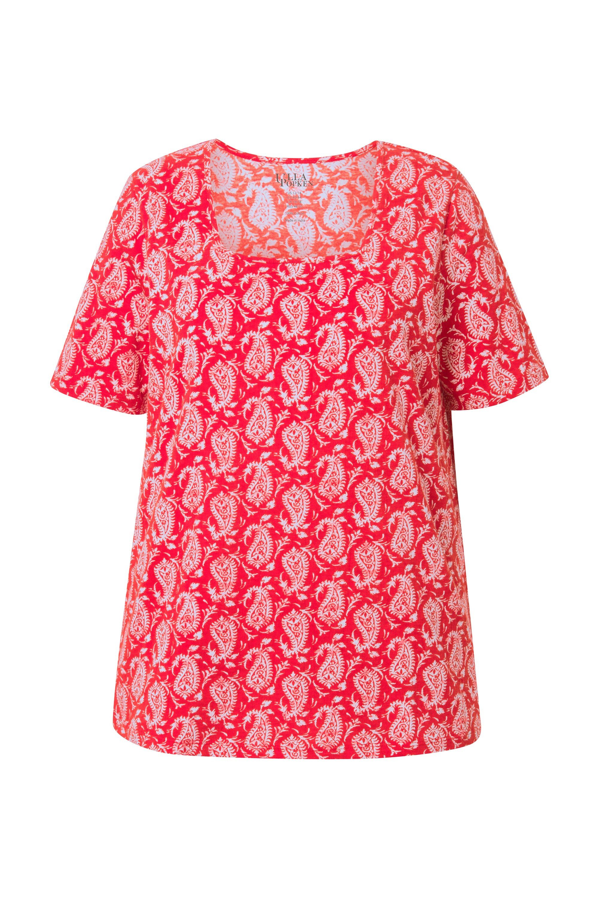 Ulla Popken Longshirt T-Shirt gemustert A-Linie günstig online kaufen