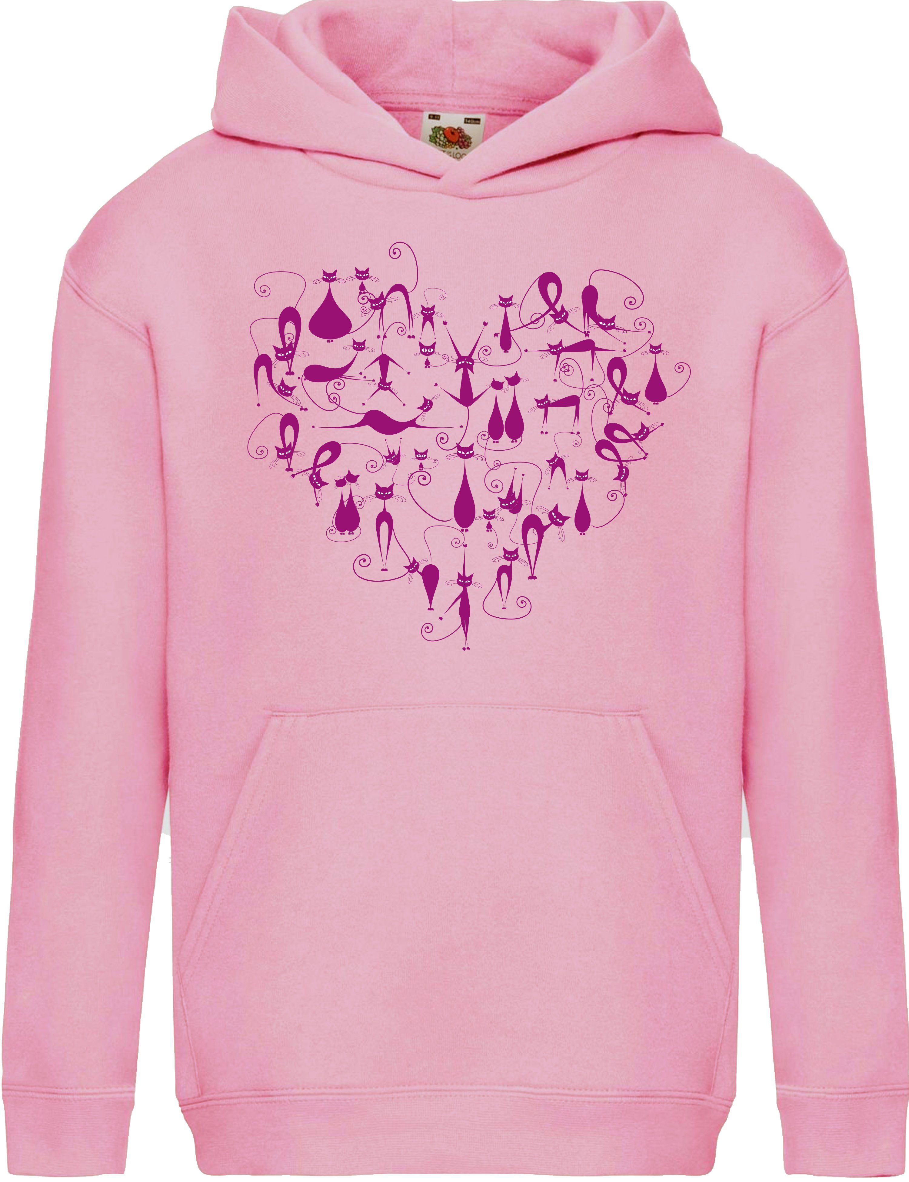 Baddery Kapuzenpullover Katzen Hoodie Mädchen: "Katzenherz", hochwertiger Siebdruck