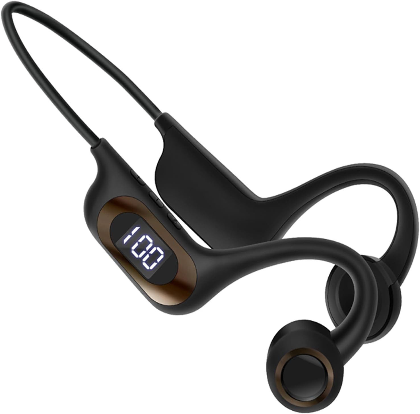 RWEUOQ Knochenleitungs-Kopfhörer, Bluetooth 5.3 Wireless Open Ear On-Ear-Kopfhörer (Bone Conduction Bluetooth Kopfhörer(Schwarz), Sport-Headset mit Leistungsanzeige und TF-Kartensteckplatz)