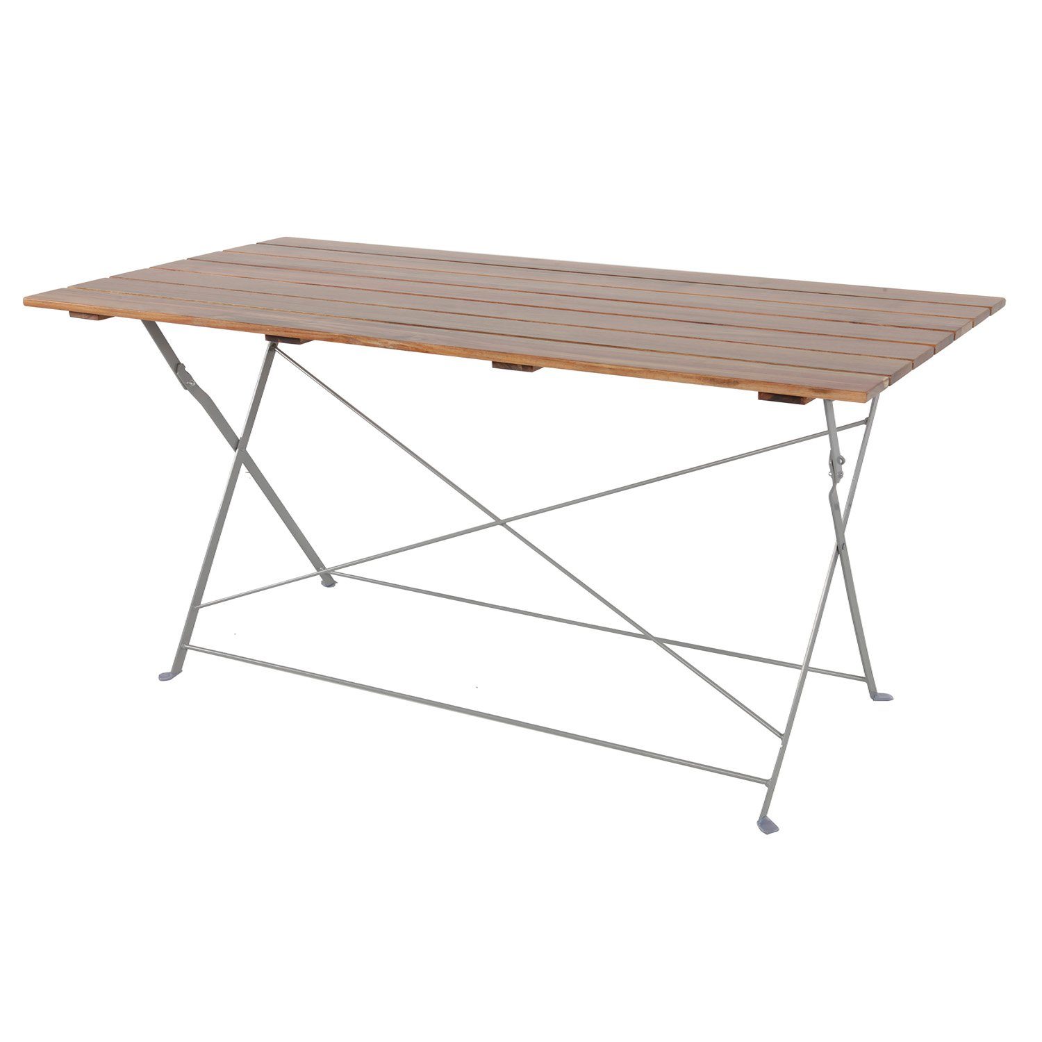 Mojawo Küchentisch Biergarten Stahl 120x60cm Gartentisch Klapptisch klappbar Tisch Akazie Esstisch