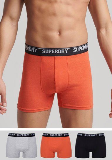 Superdry Langer Boxer SD lg Boxer web wb 3x (3-St., 3er-Pack) mit Logo Webbund