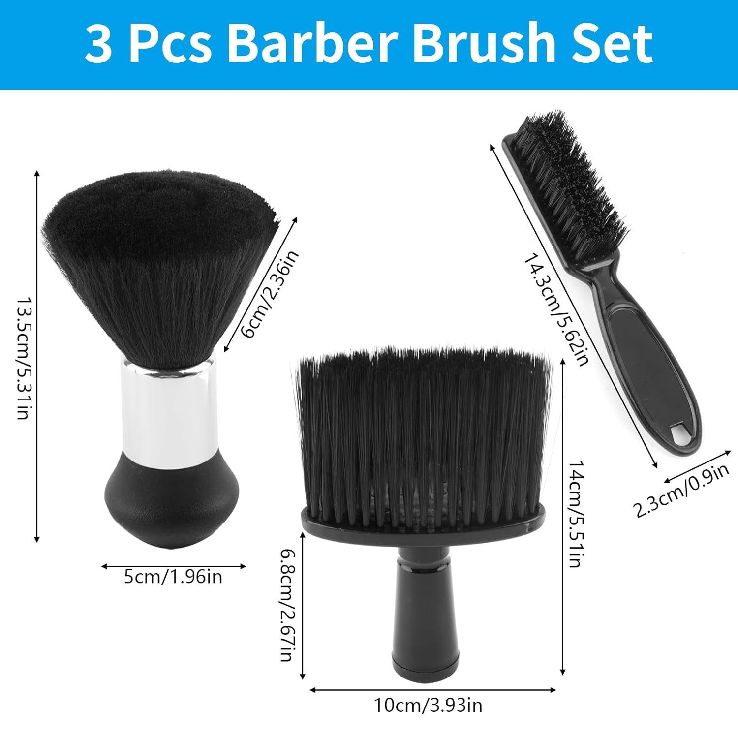 FELIXLEO Massagebürste 3 Stück Friseurbürste Set Nackenpinsel Haarpinsel für Salon, 3-tlg.