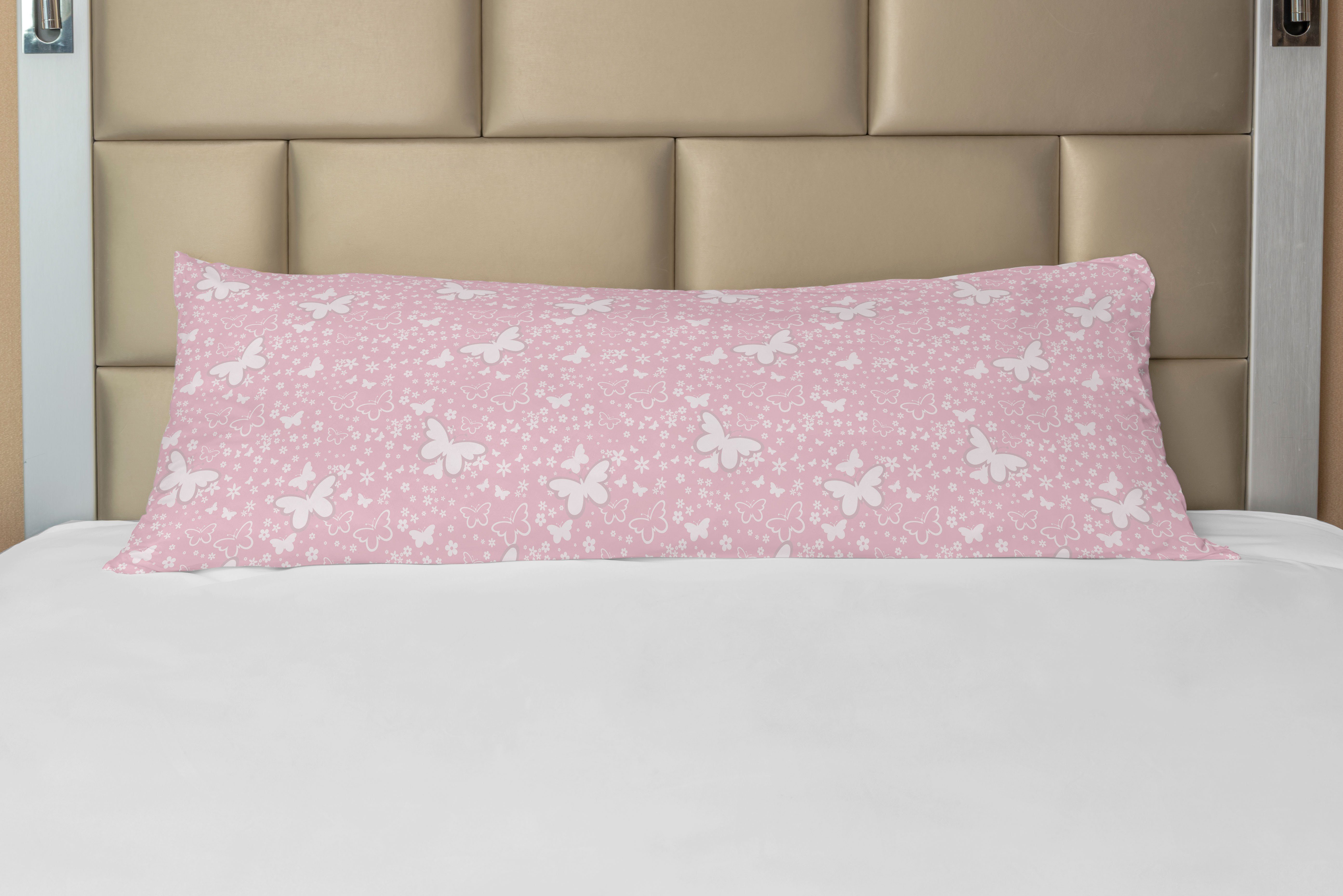 Soft Schmetterling Floral Pink Seitenschläferkissenbezug Abakuhaus, Kissenbezug, Langer Deko-Akzent