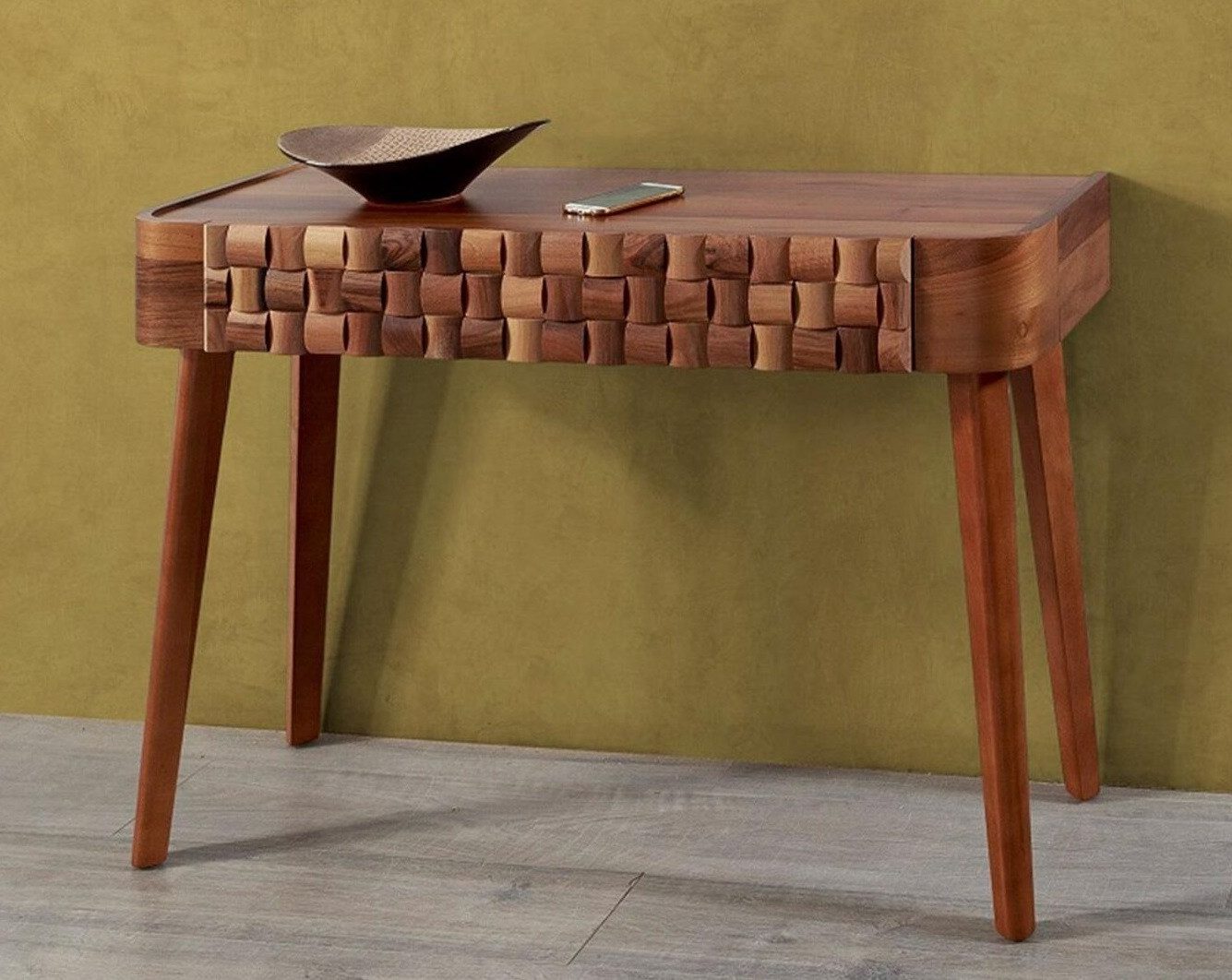 Xlmoebel Konsolentisch Vintage Konsole in Braun mit eleganter Schminkfläche (Konsolentisch, 1-St., 1x Konsolentisch), Hergestellt in Europa