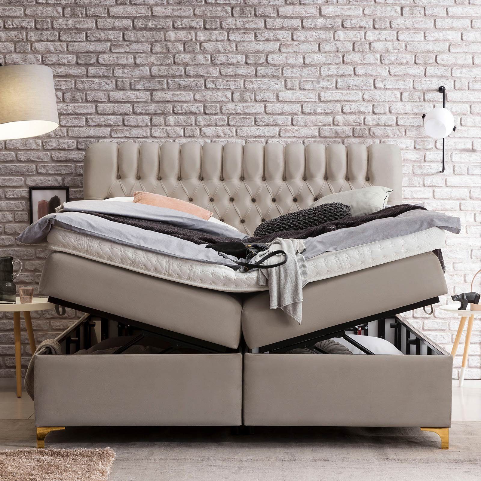 BettCo Stauraumbett Boxspringbett mit Bettkasten Chester günstig online kaufen