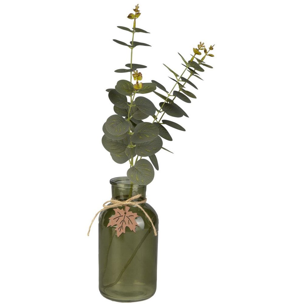 MICA Pflanzkübel Vase mit Blatt grün - ca. 10 x 20 cm