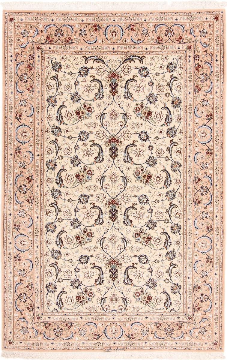 Orientteppich Isfahan Seidenkette 157x237 Handgeknüpfter Orientteppich, Nain Trading, rechteckig, Höhe: 6 mm