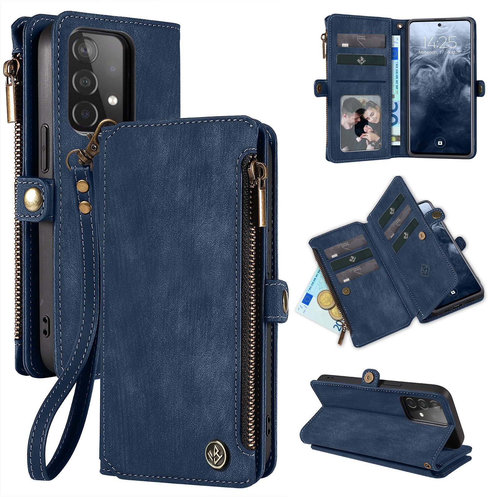 Tec-Expert Handyhülle Geldbörse Hülle mit RFID Schutz für Samsung Galaxy A53 5G 6.5 Zoll, 6.5", Klapphülle Cover Case mit Kartenfach Geldfach Münzfach