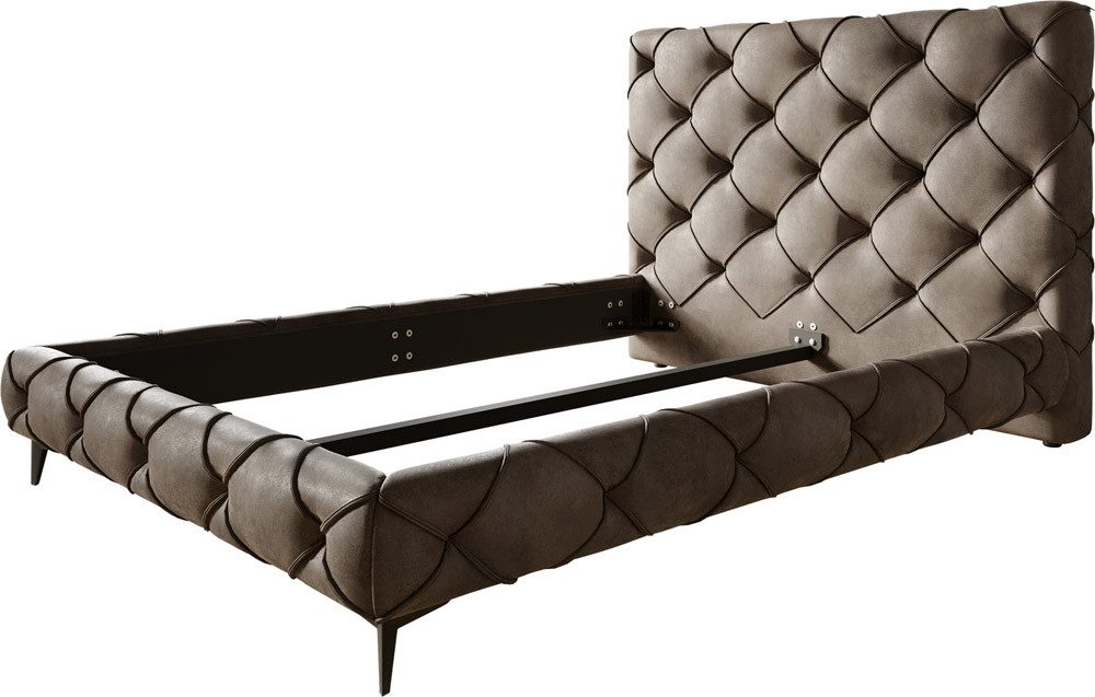 DELIFE Polsterbett Nayara, Mikrofaser Taupe Vintage 140x200 cm
