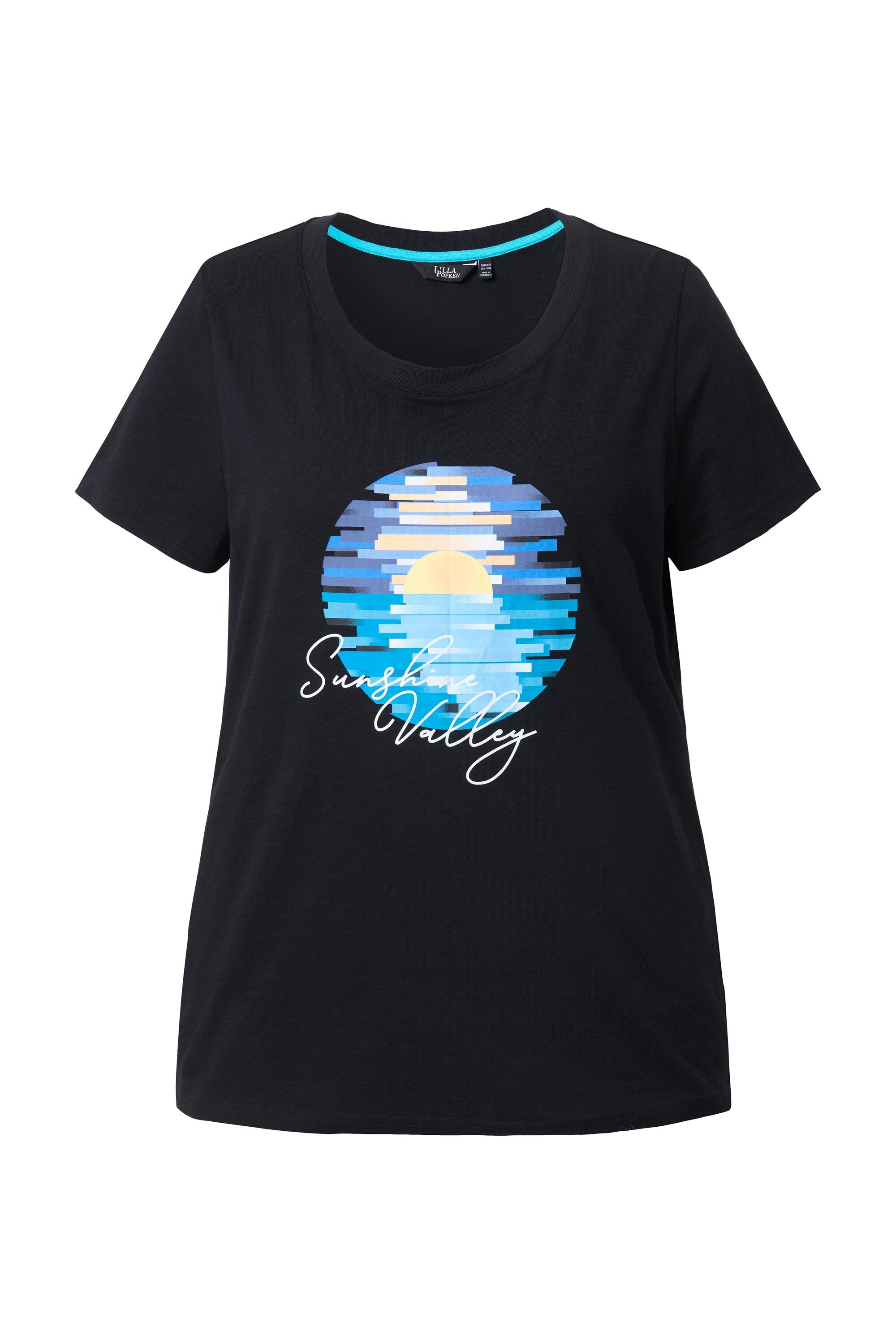 Ulla Popken T-Shirt T-Shirt Sunshine Valley Rundhals Halbarm günstig online kaufen