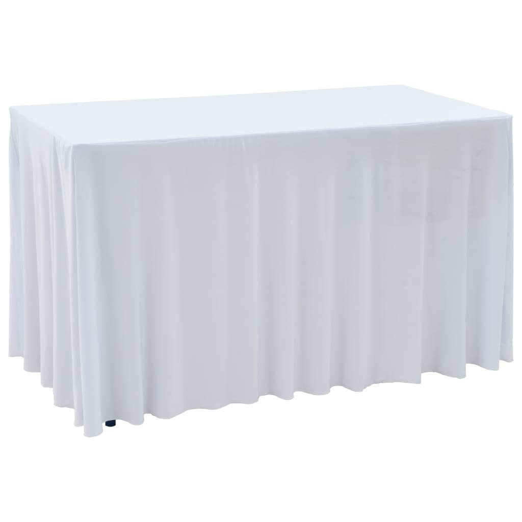 Hussen-Set 2 Stück Stretch-Tischdecken mit Rand Weiß 243 x 76 x 74 cm, furnicato