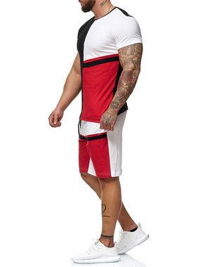 OneRedox Jogginganzug 12104C (Shortanzug Trainingsanzug Streetwear, 2-tlg., im modischem Design), Fitness Freizeit Casual