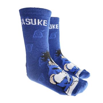 Naruto Freizeitsocken Naruto Shippuden Sasuke Kakashi Lange Kinder Socken 3er Pack Gr. 23 bis 34