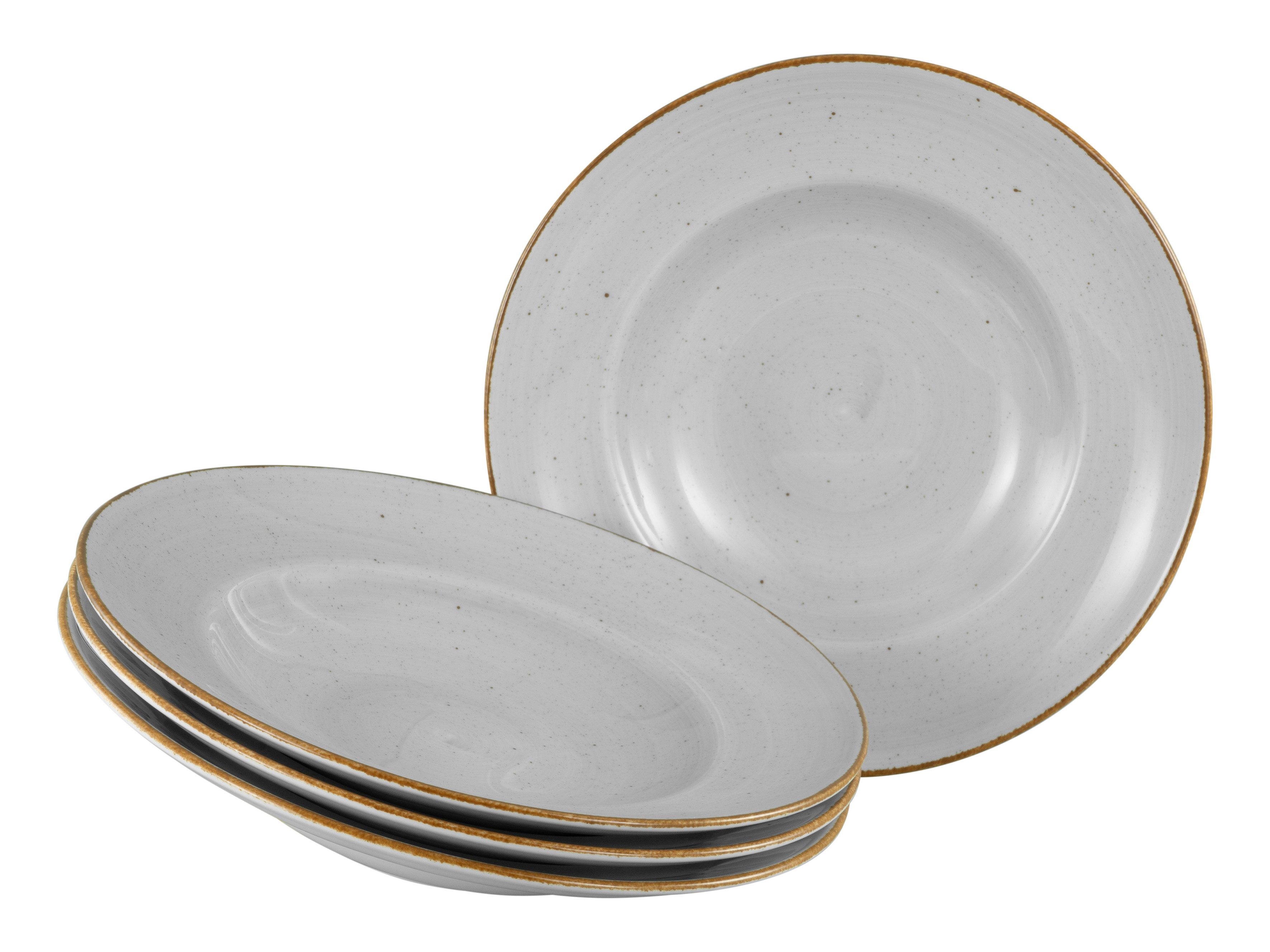 CreaTable Pastateller Vintage Nature, Pastateller 27 cm 4-tlg, (4 St), Handgemalt, Gesprenkelt, Rustikales Außenband