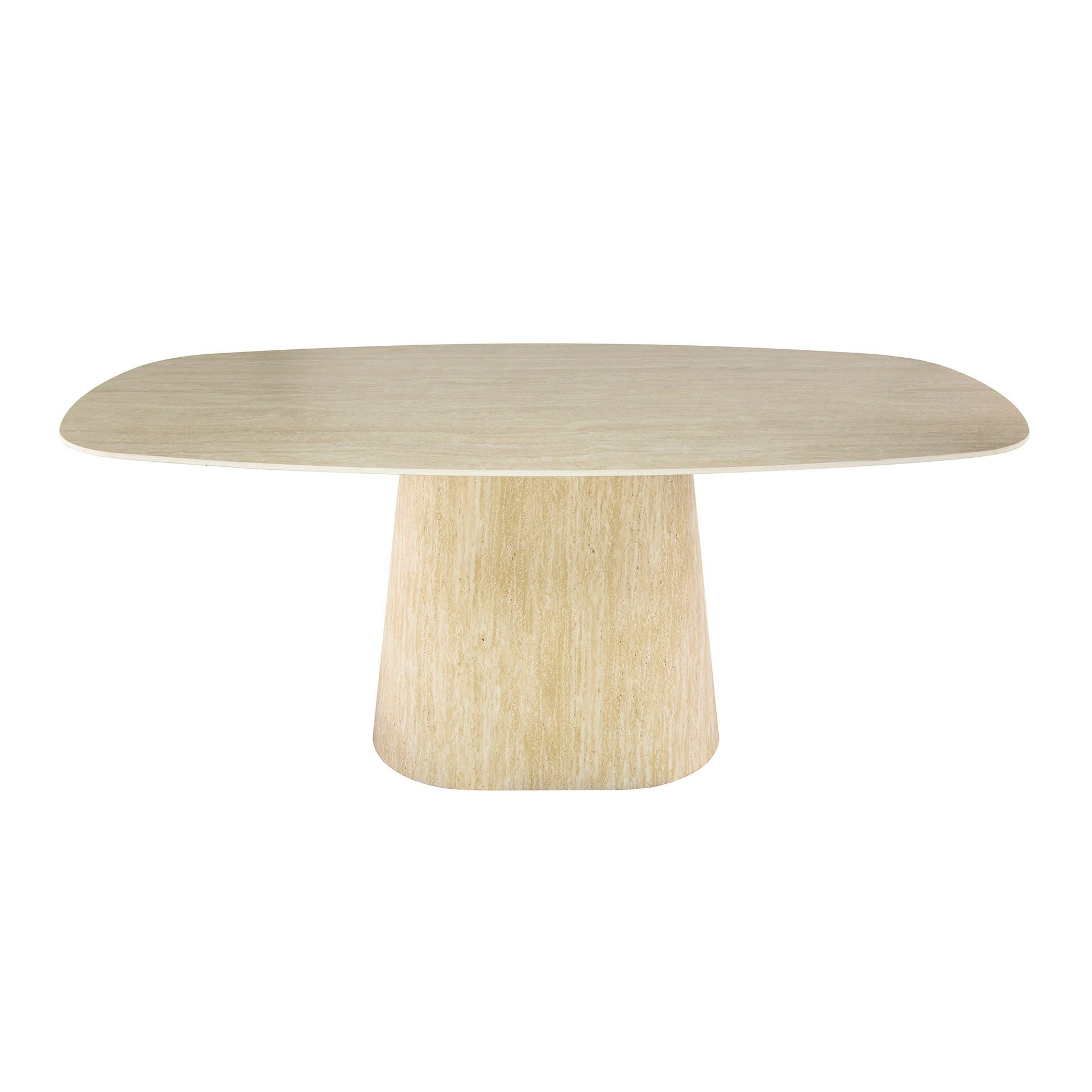 Maison ESTO Esstisch Esszimmertisch „Percino“ – Eleganz in Travertin-Optik 180 cm oval, Keramik-Tischplatte - mit einem Mittelfuß – Bild 2 von 5