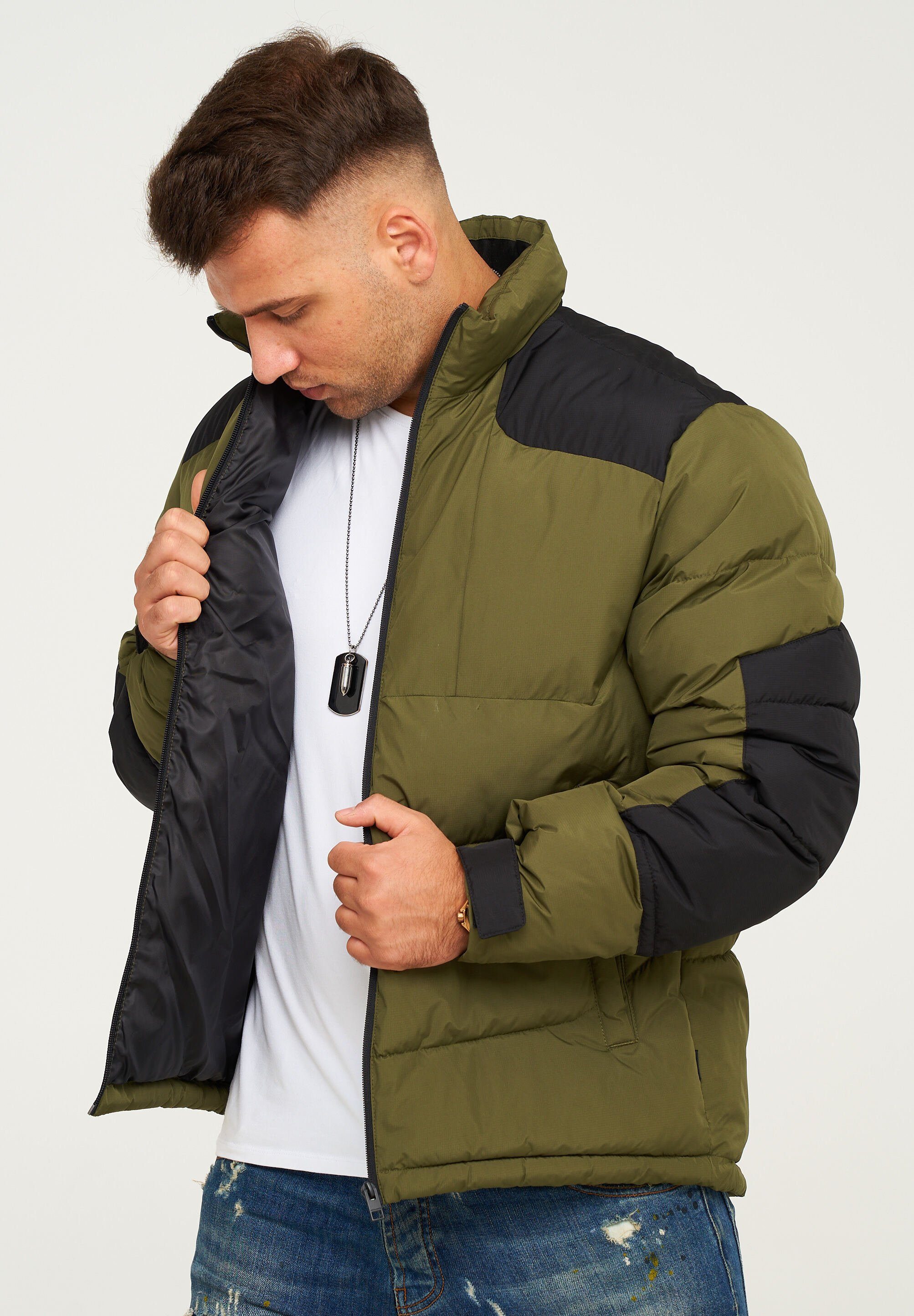 Jack & Jones Winterjacke VOTIS PUFFER Steppjacke mit Stehkragen und Taschen Wintermantel