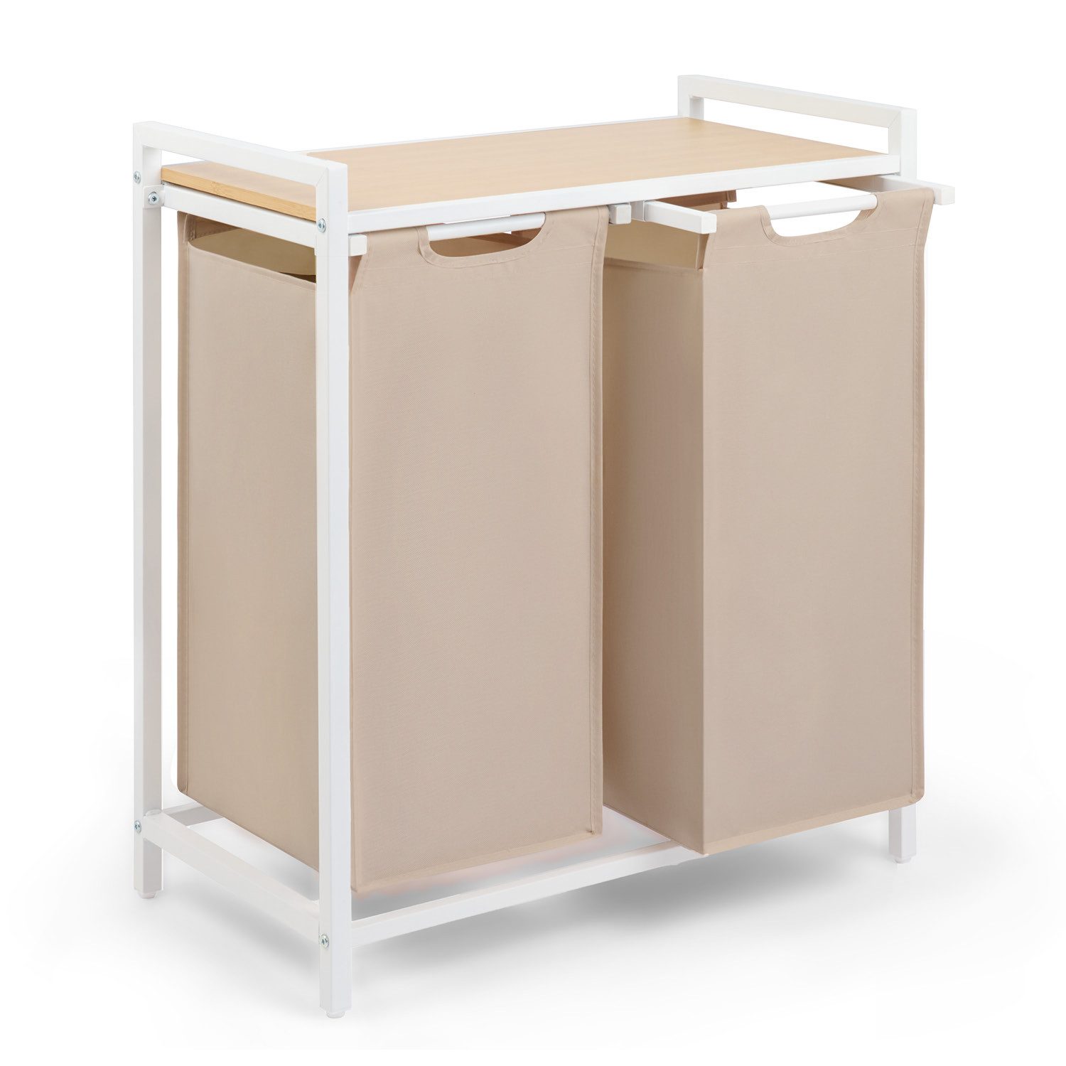 Blumtal Ausziehwäschekorb 2-4 Fächer Wäschesammler mit Ablage und Metallrah günstig online kaufen