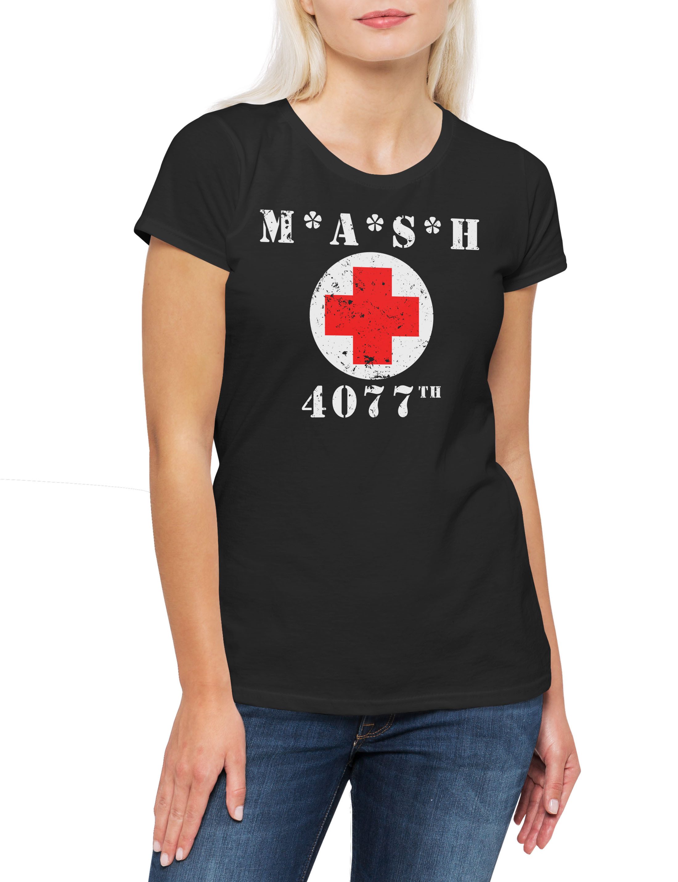 Print-Shirt MASH Logo Damen T-Shirt 4077th M.A.S.H. Army Symbol TV Doctors Series