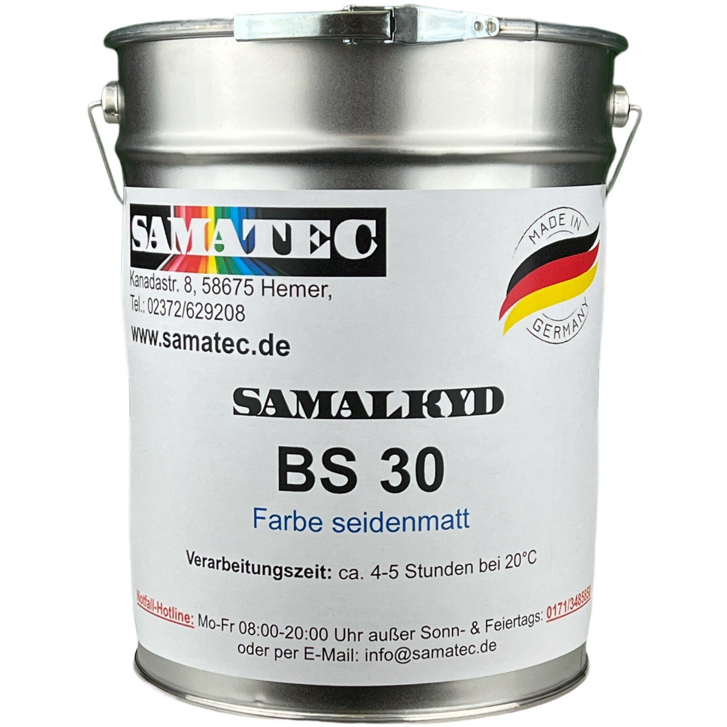 Samatec Wandfarbe 5kg BS30 Wandfarbe Bodenfarbe Alkydharz inkl. VSK Fassadenfarbe, UV-stabil, frostsicher, wetterfest