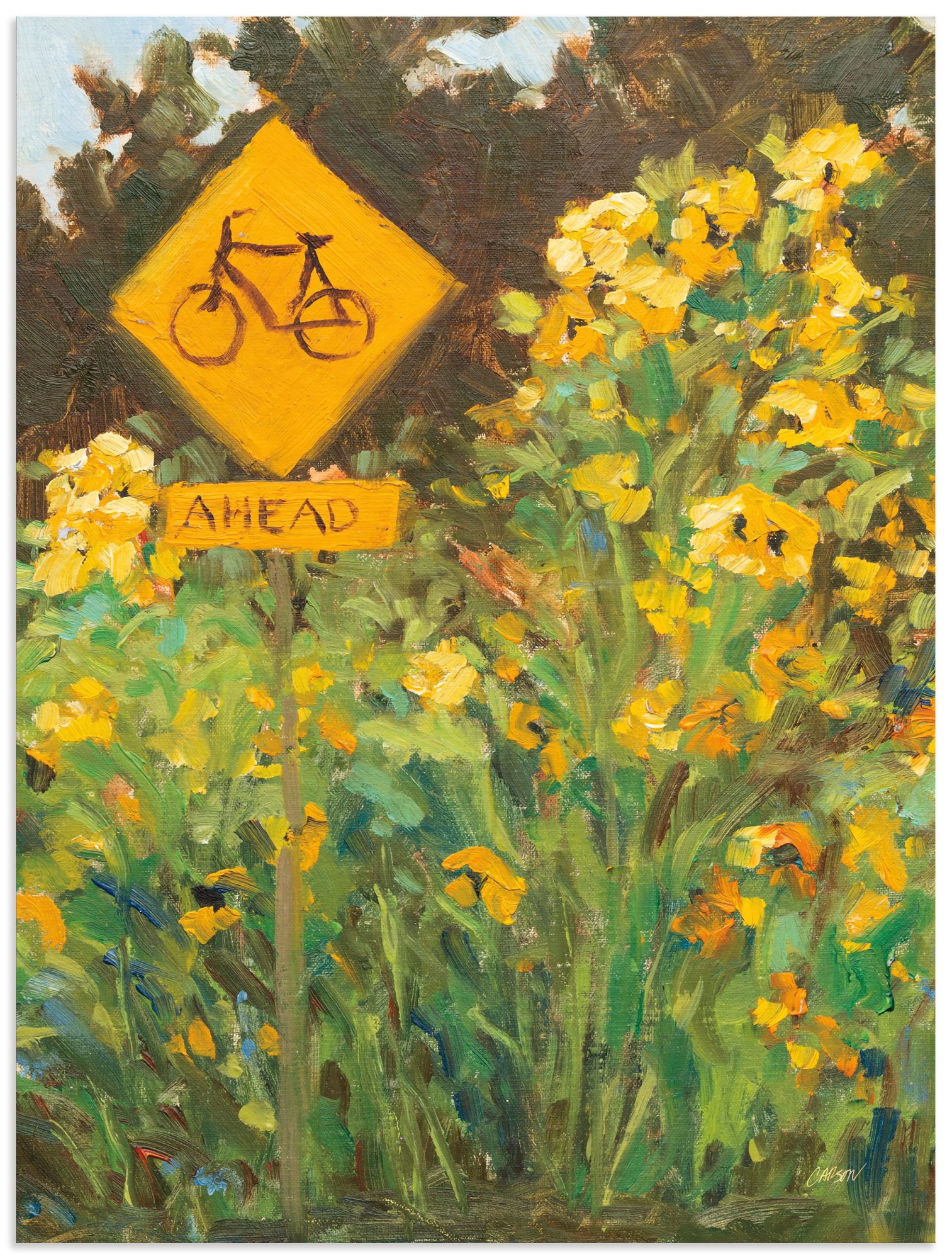 Artland Wandbild Bicycle Crossing, Blumenwiese (1 St), als Alubild, Leinwandbild, Poster, Wandaufkleber in verschied. Größen
