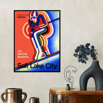 Posterlounge Wandfolie Vintage Ski Collection, Ski in Salt Lake City, Vintage Illustration