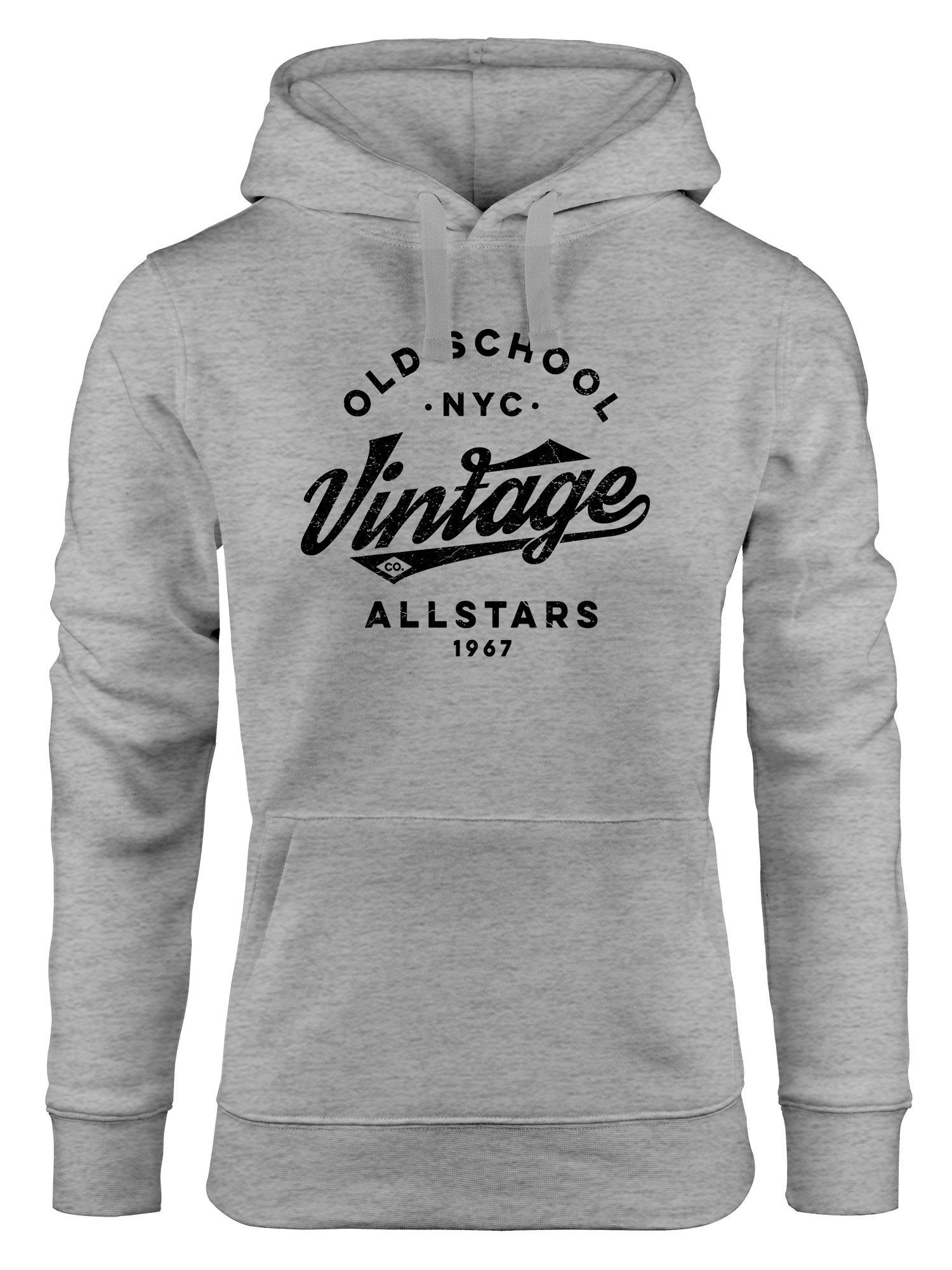 Neverless Hoodie Hoodie Damen College Style Schriftzug Oldschool Vintage Allstars Kapuzen-Pullover Fashion Streetstyle Neverless® schwarz grau