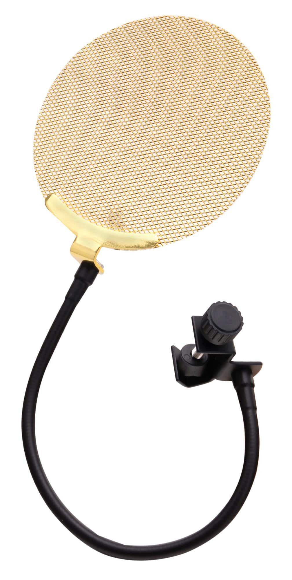 Pronomic Standmikrofon CM-100 Studio Großmembran- Kondensatormikrofon (Komplettset Popschutz gold, 10-tlg), inkl. Mikrofonständer, Micscreen, 5m XLR-Kabel
