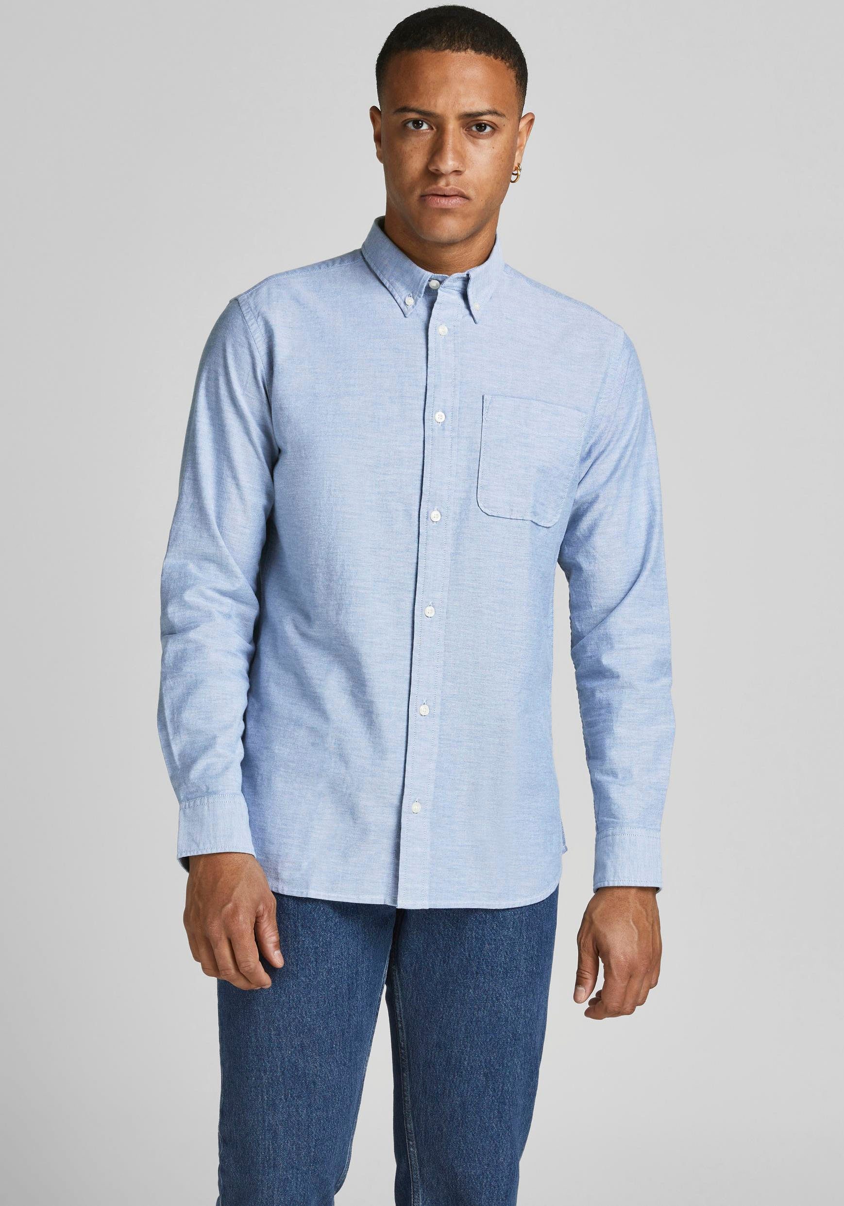 Jack & Jones Langarmhemd BROOK OXFORD mit Button-Down Kragen günstig online kaufen