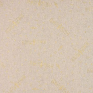 Vorhang SCHÖNER LEBEN. Vorhang Noten natur gold 245cm oder Wunschlänge, SCHÖNER LEBEN., Smokband (1 St), blickdicht, Baumwolle, handmade, made in Germany, vorgewaschen