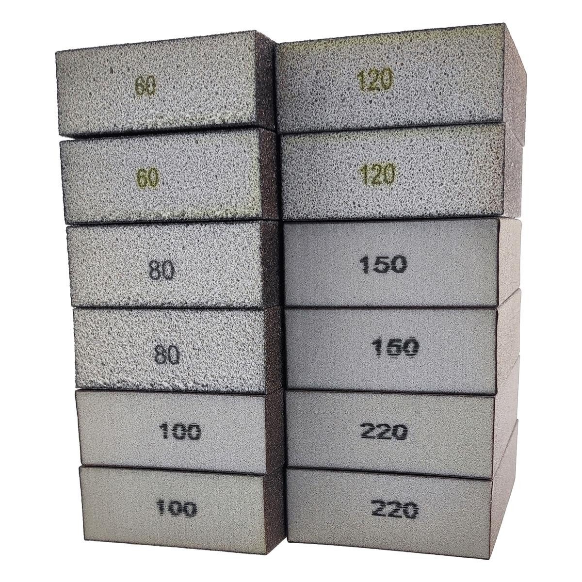 varivendo Schleifschwamm 12er Schleifschwamm Set 60-220 braun 12 Stück, (Set, 12 St., Schleifschwämme), Schleifklotz Schleifblock Schleifschwamm Schleifpad Handschleifpad