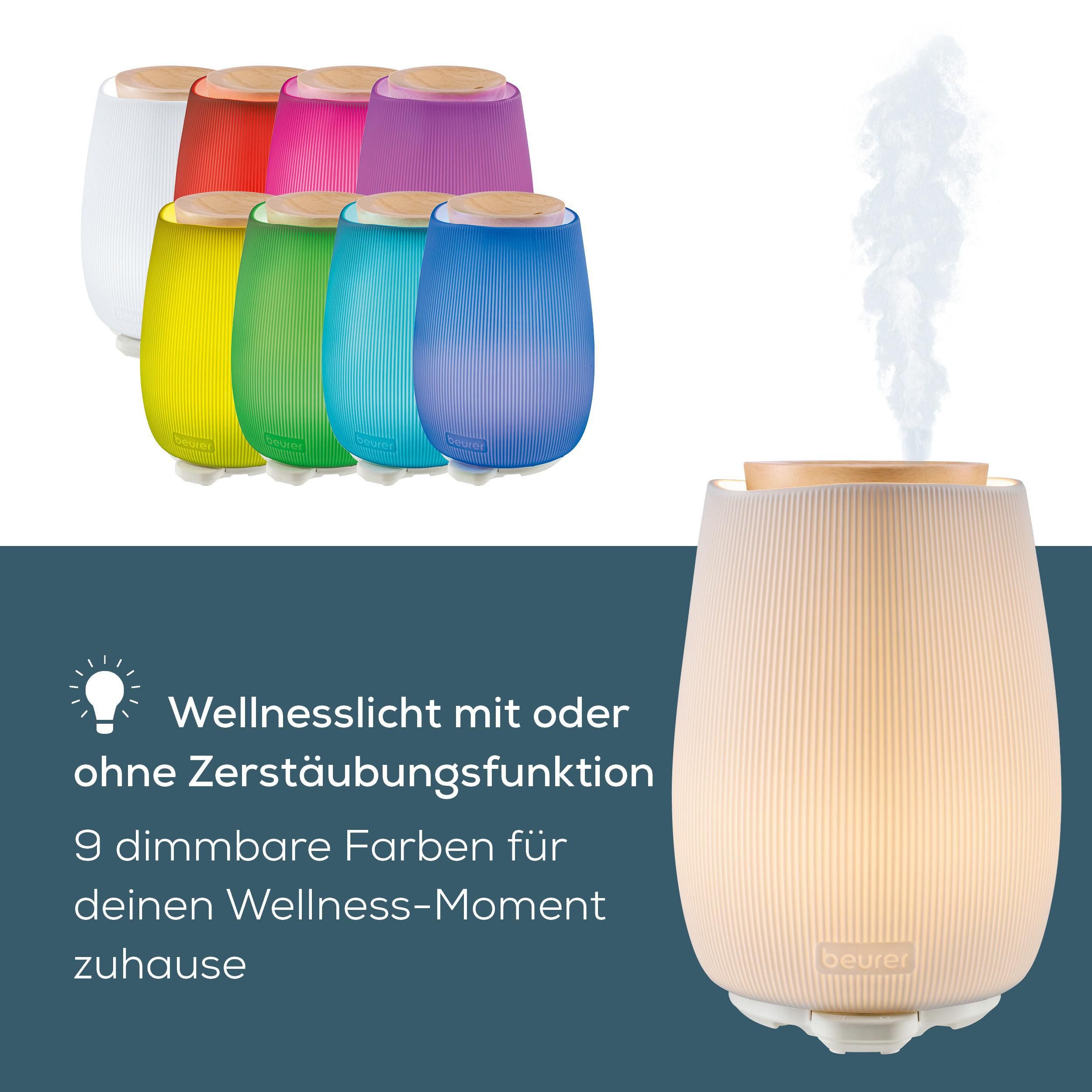 BEURER Diffuser LA 45 Aroma Diffuser mit zweistufiger Vernebelung, 0,14 l Wassertank, Elegantes Design, zur Raumbeduftung mit Aromaölen geeignet