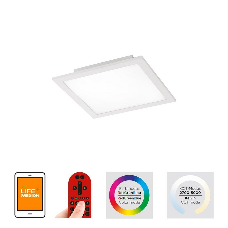 Leuchten Direkt Deckenleuchte Ls-FLAT, Fernbedienung, Infrarot inkl.,  Memory, nach Trennung vom Netz, dimmbar über Fernbedienung, LED fest  integriert, warmweiß - kaltweiß, RGB+tunable white, Infrarot inkl.,  Fernbedienung, Smarthome fähig