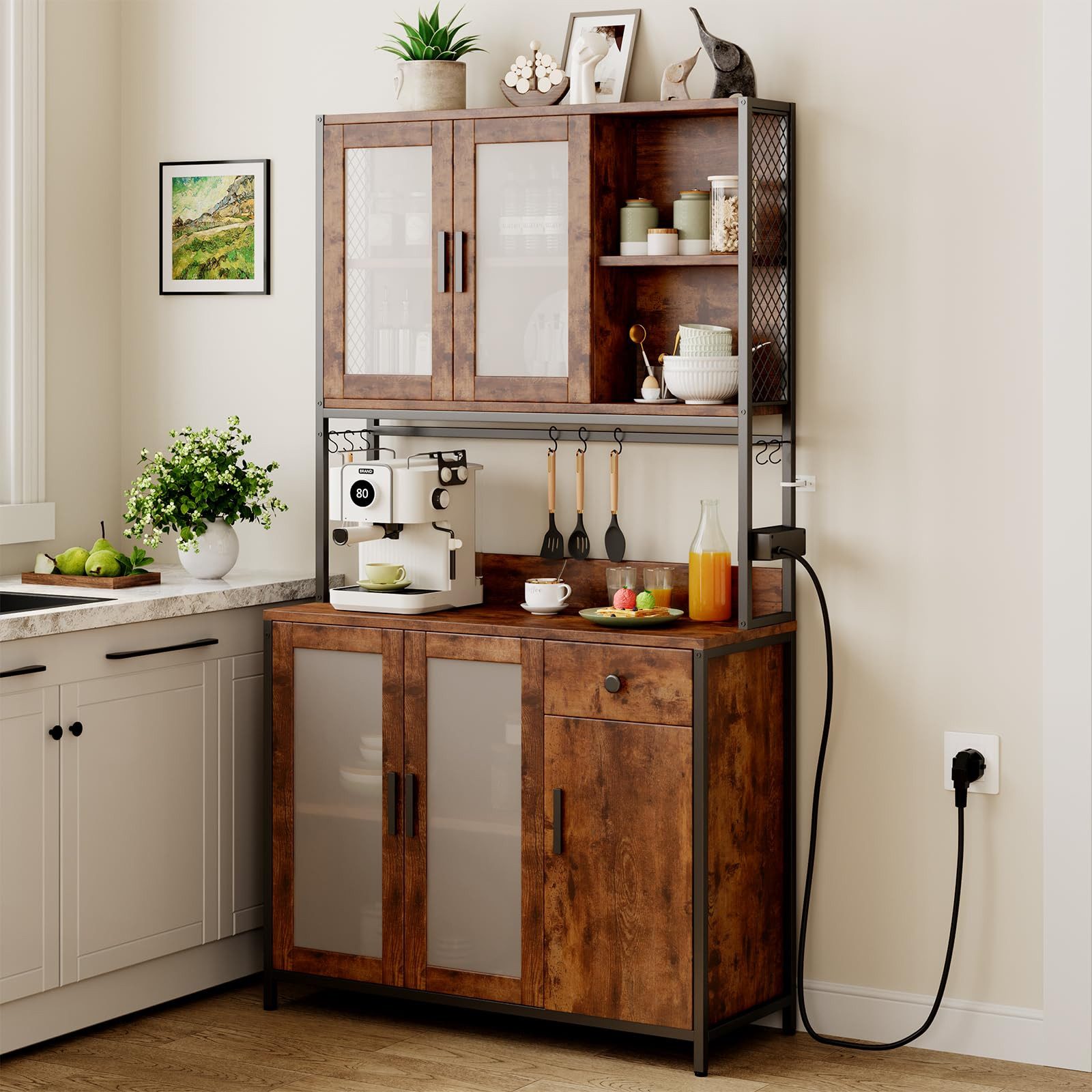 Dripex Küchenbuffet Küchenschrank Buffetschrank mit Arbeitsplatte 181cm Hoh günstig online kaufen