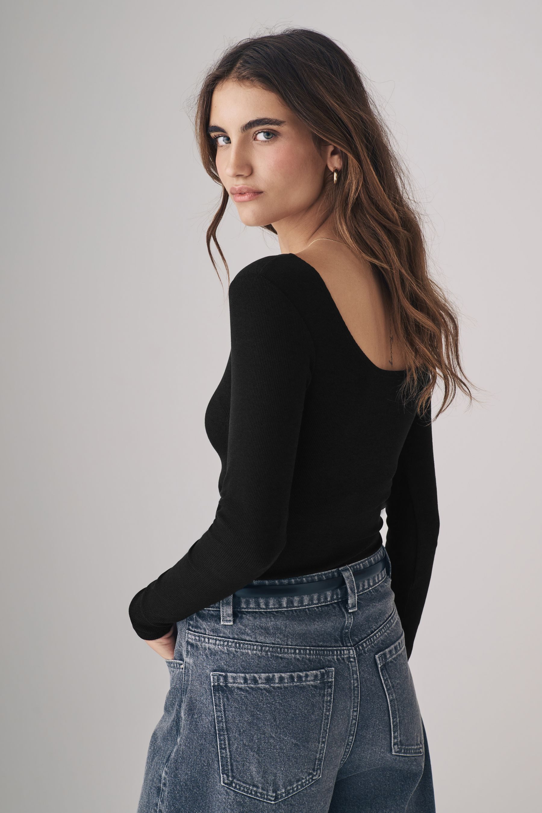 The Set Langarmbody The Set gerippte Langarm-Bodysuits im 3er-Pack (3-tlg)