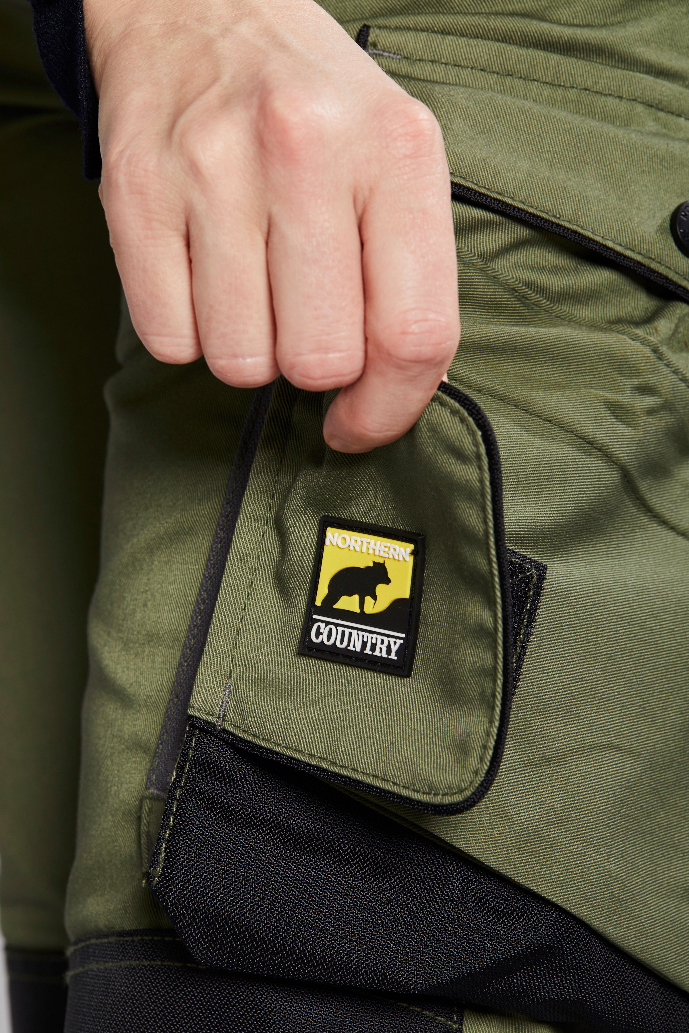 Cordura®Verstärkungen Innenbeinnaht + (langlebig Taschen) 3-fach Arbeitshose mit für und Reißverschlussbelüftung 9 olivgrün durch Northern Damen Verriegelungspunkte, Country