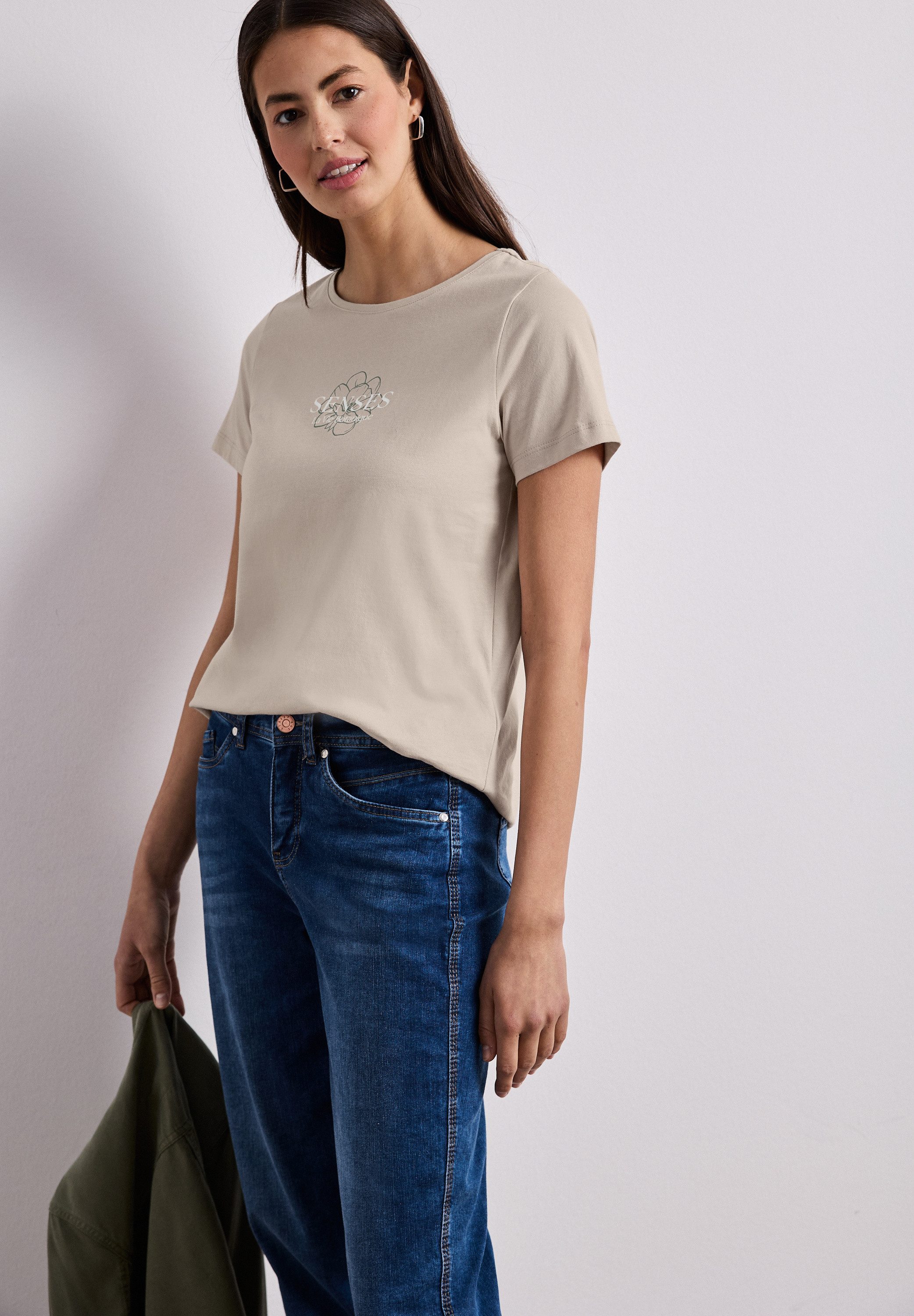 STREET ONE Kurzarmshirt Sommershirt mit Wording Artwork