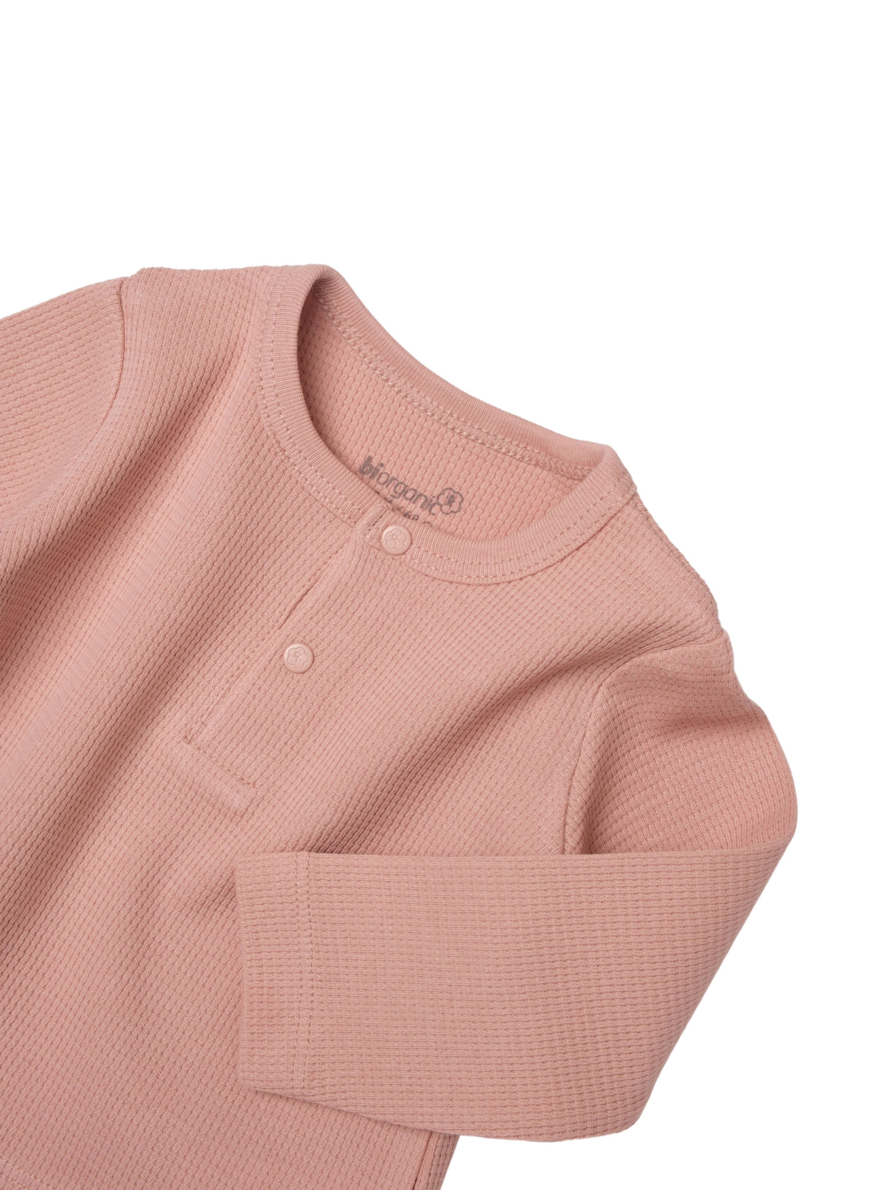 biorganic Langarmshirt & Hose Baby Waffle Smile für Jungen und Mädchen Unisex Langarm (2-tlg., Shirt & Hose) Waffelmuster, Bio-Baumwolle Größe 68-86