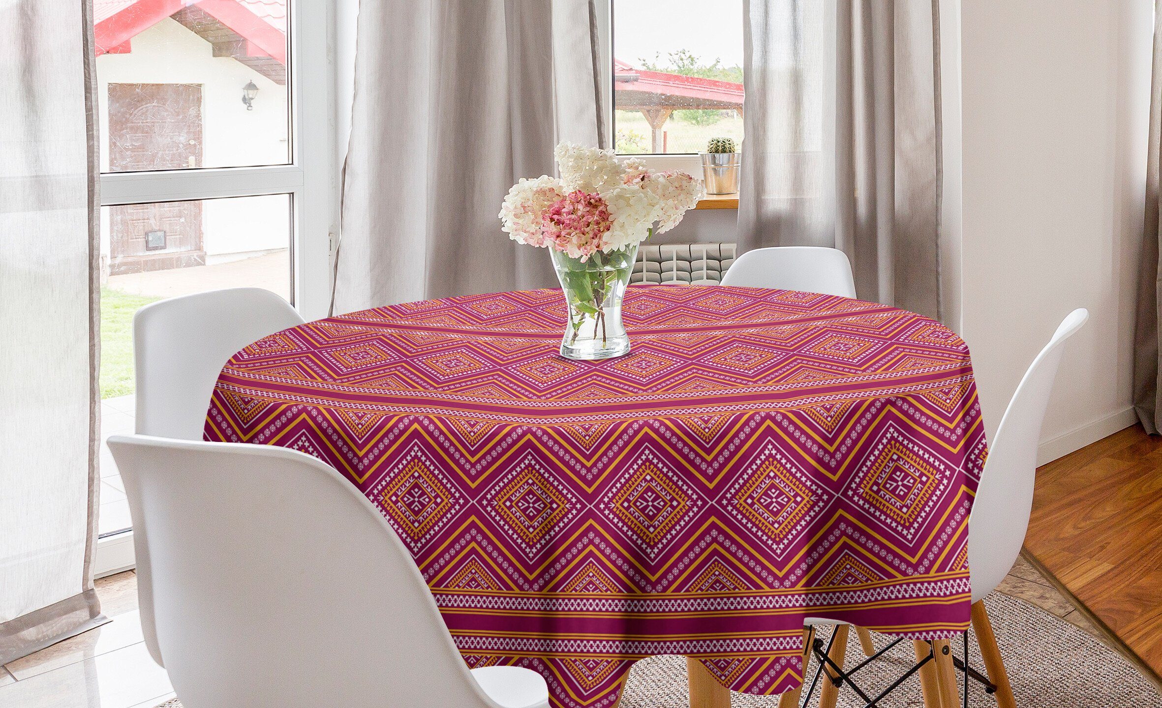 Dekoration, Bi-Color Abdeckung Kreis Tischdecke für Geometrische Ethnisch Tischdecke Küche Abakuhaus Esszimmer Folk