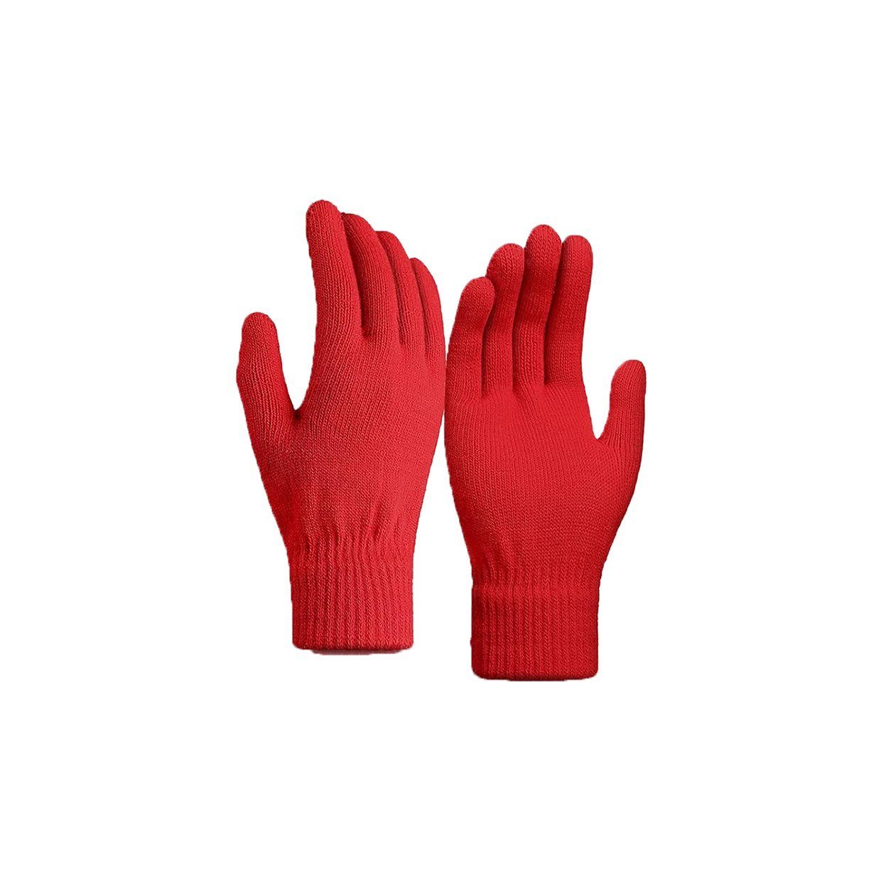 herémood Strickhandschuhe Handschuhe Winterhandschuhe Rippstrick Strickhandschuhe Damen Herren Rot