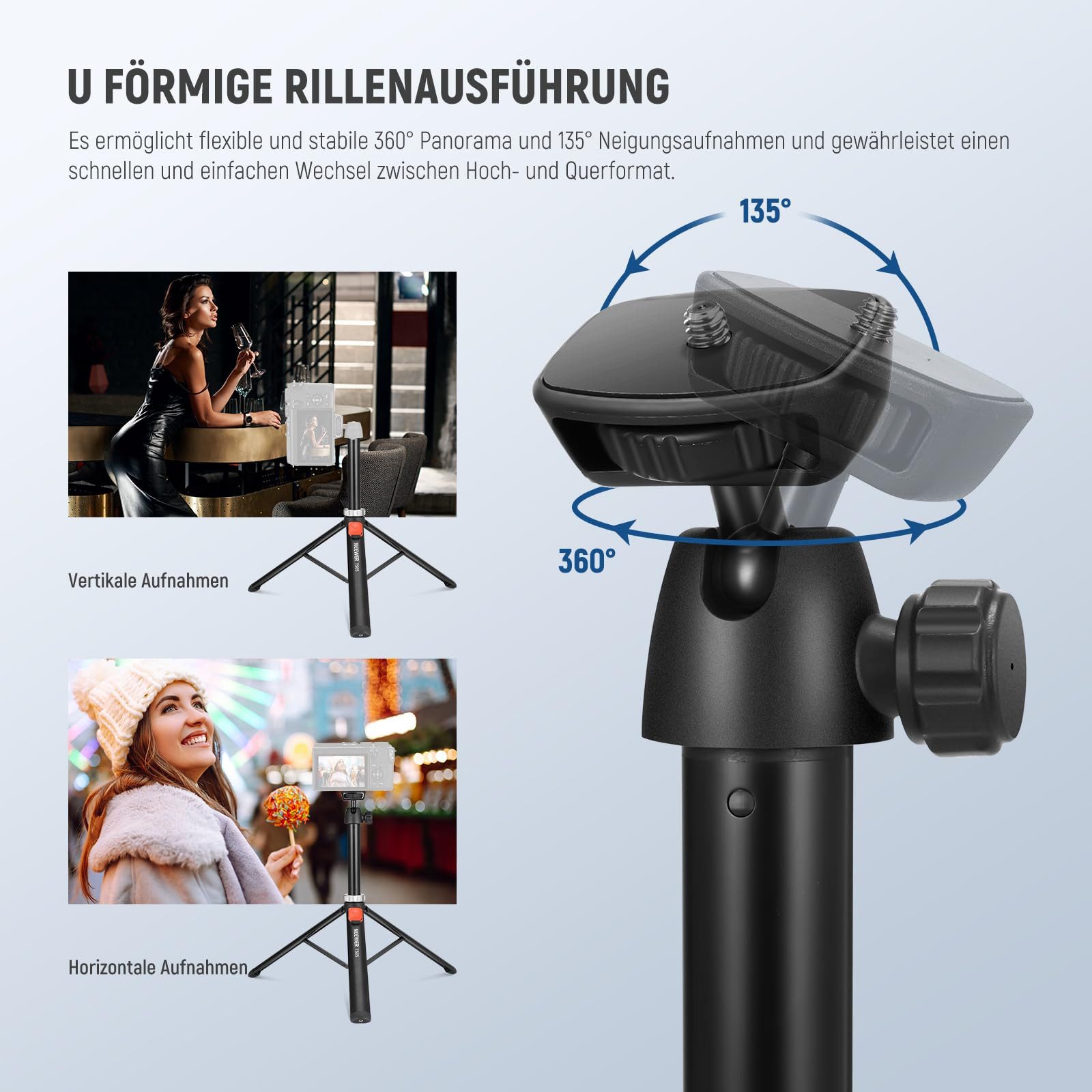Neewer TS05 160cm Handystativ mit Fernbedienung, für iPhone, Kameras & GoPro Handstativ (Reisestativ für Handys und Kameras vor) – Bild 3 von 5