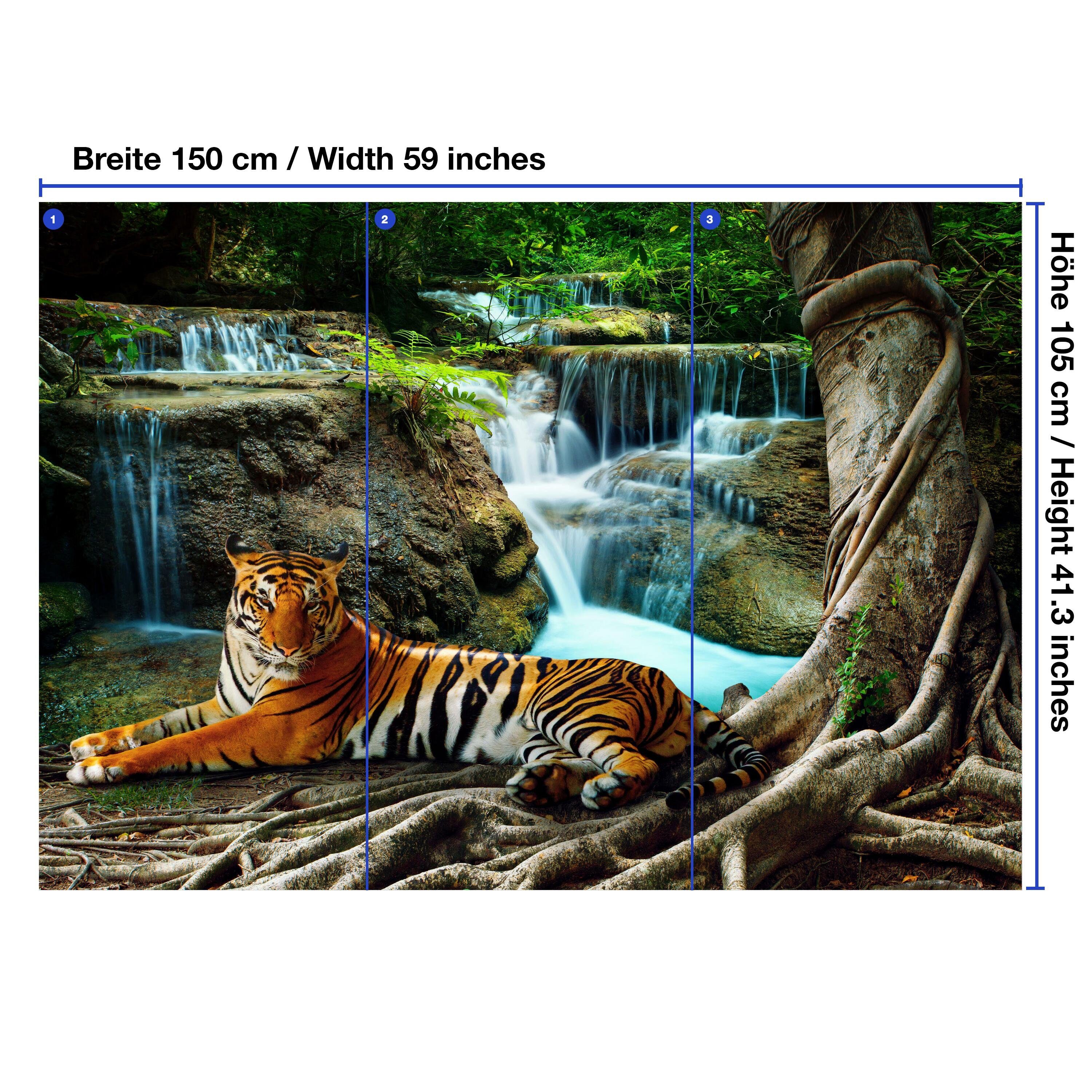 wandmotiv24 Fototapete liegender Tiger Wandtapete, matt, glatt, Vliestapete Motivtapete, Dschungel