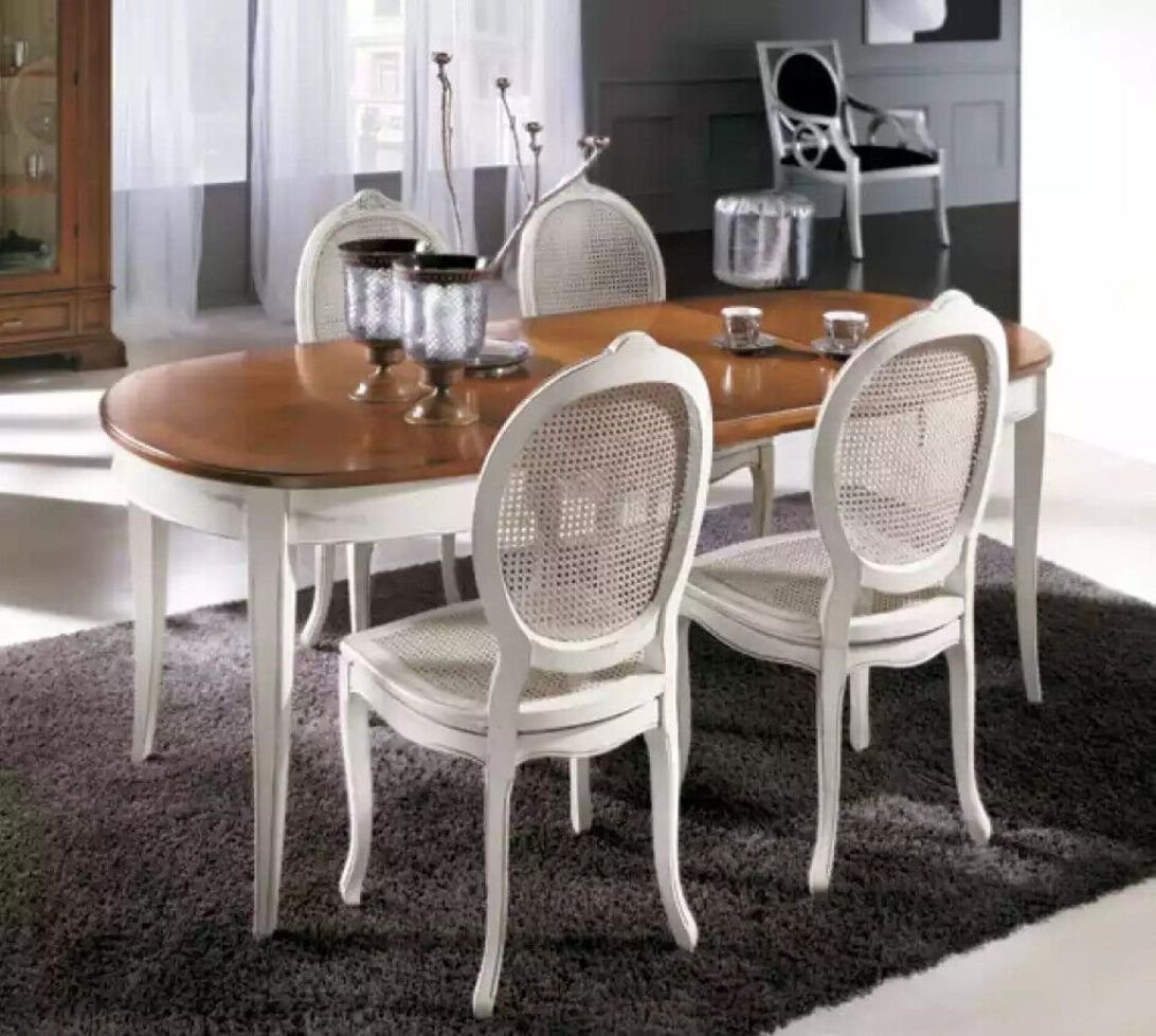 JVmoebel Esszimmer-Set Garnitur Ovaler Tisch Essgruppe Esstisch mit 4x Stühle Esszimmer, (5-St., Nur Esstisch + 4x Stühle), Made in Italy